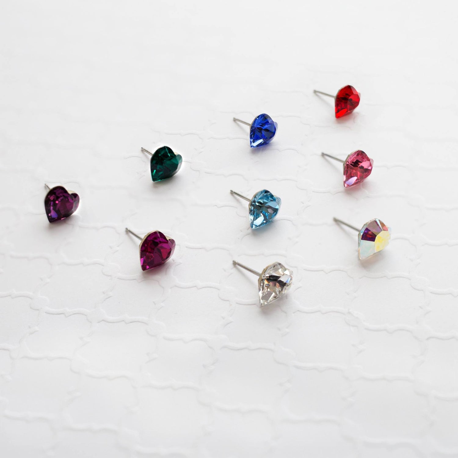Heart-Shaped Crystal Earrings - Seona