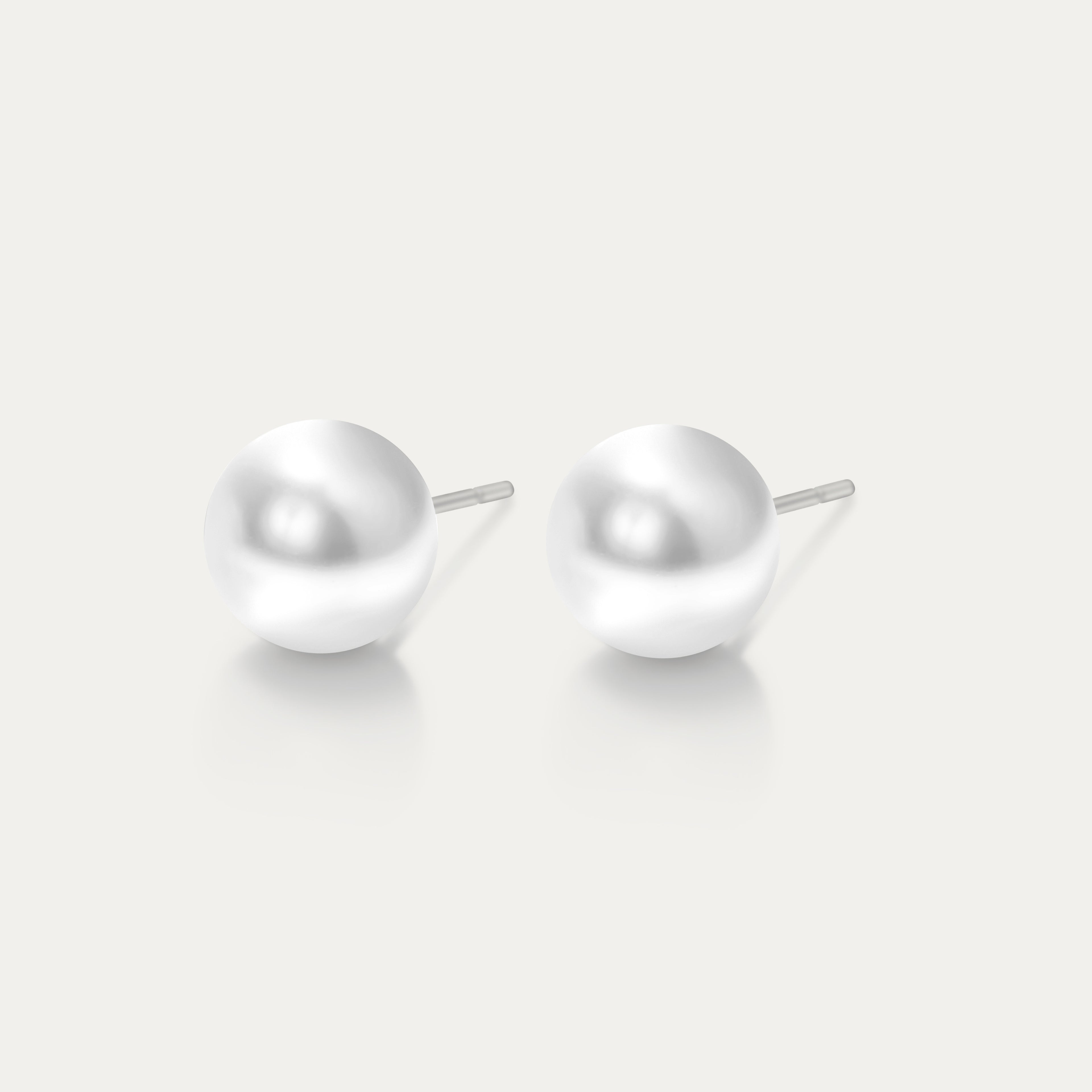 Perla - Classic White 8mm Pearl - Hypoallergenic Stainless Steel Stud Earring