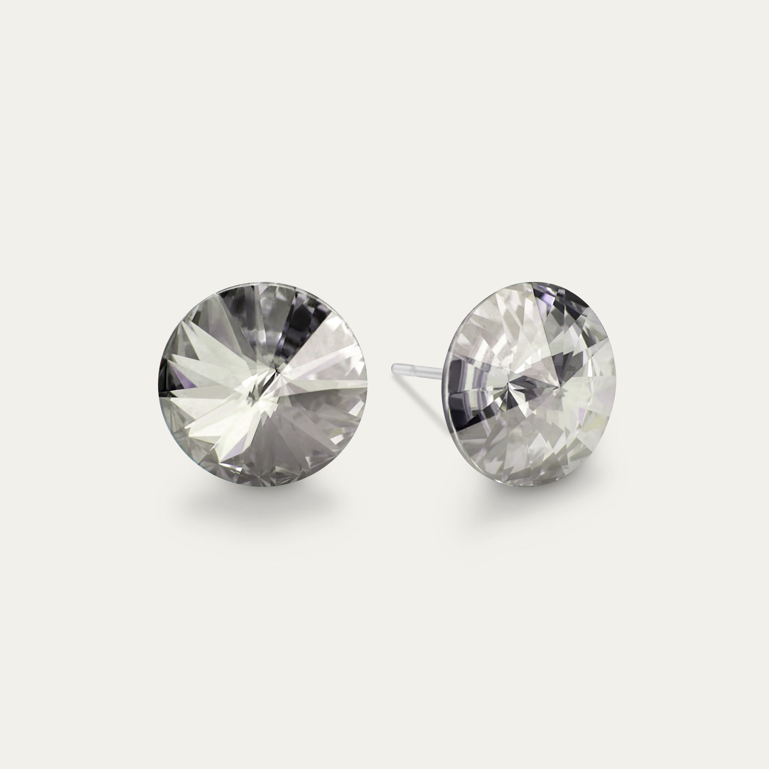 Ella - Silver Shade - 10mm Silver Color Crystal - Hypoallergenic Stainless Steel Stud Earring