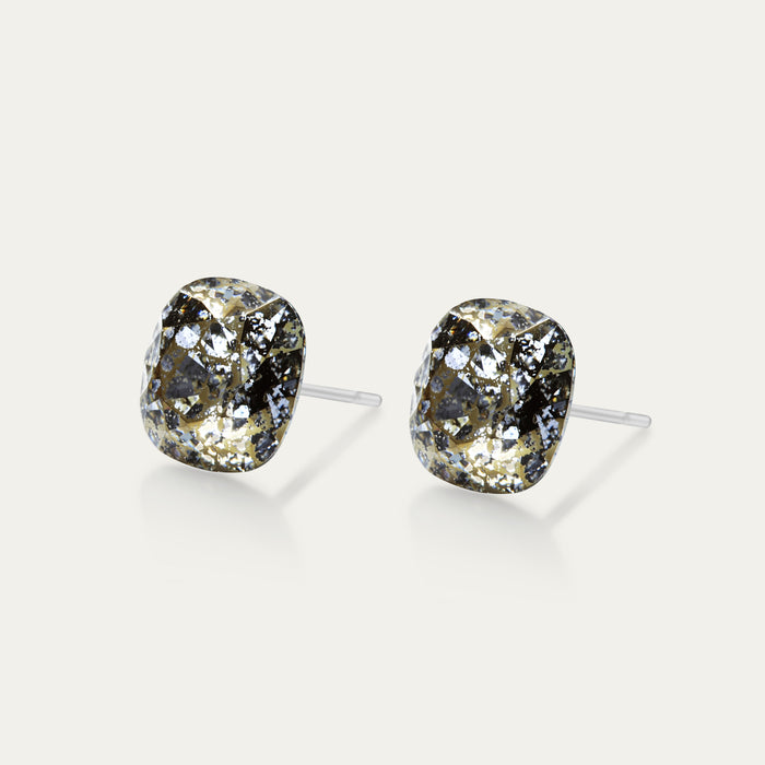 Sophia - Gold Patina - 10mm Gold Color Crystal Cushion - Hypoallergenic Stainless Steel Stud Earring - Seona