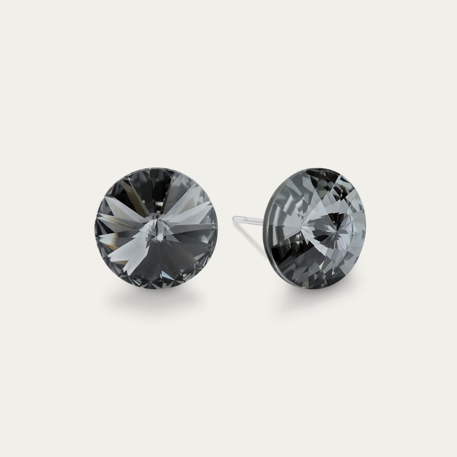 Ella - Silver Night - 10mm Silver Color Crystal - Hypoallergenic Stainless Steel Stud Earring