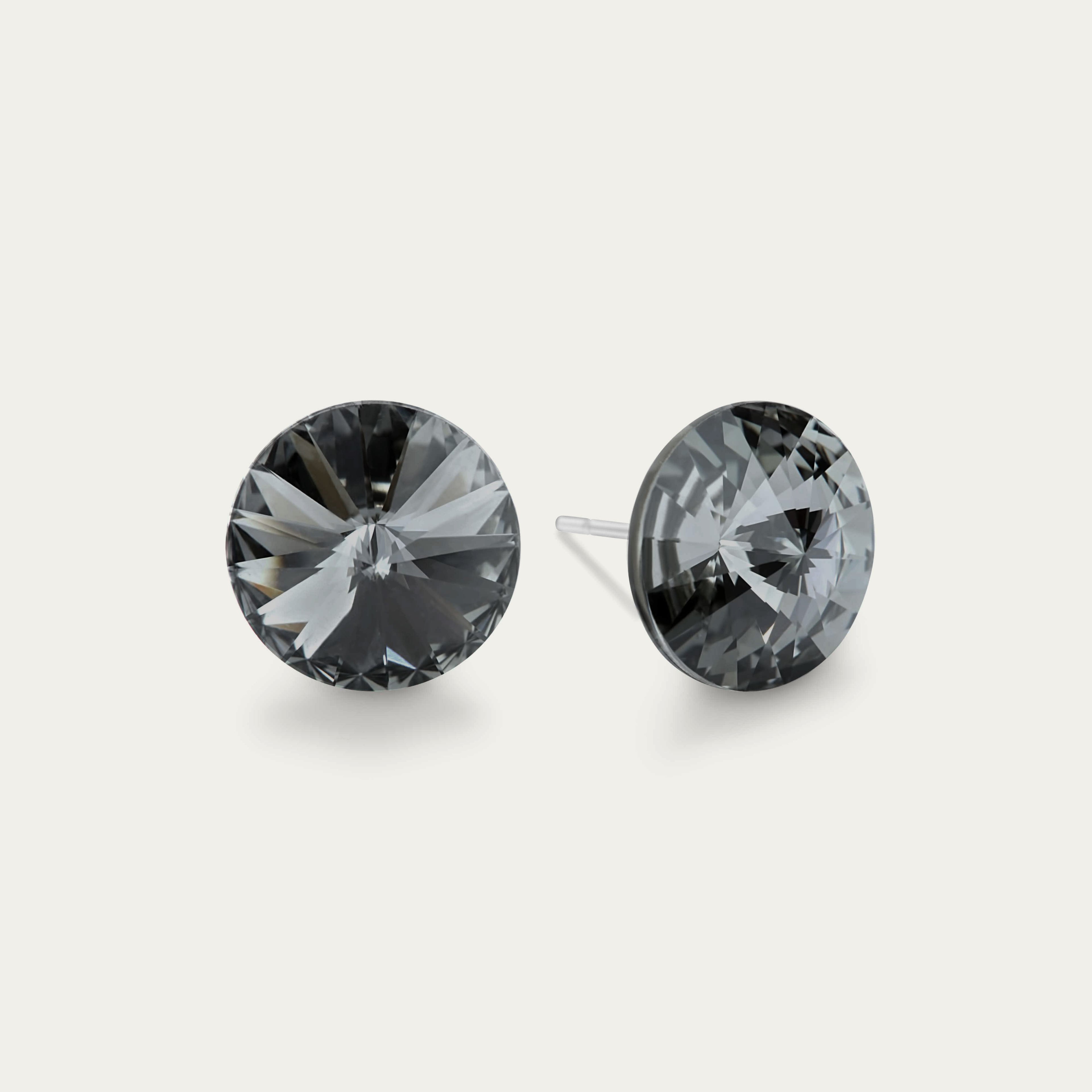 Ella - Silver Night - 10mm Silver Color Crystal - Hypoallergenic Stainless Steel Stud Earring