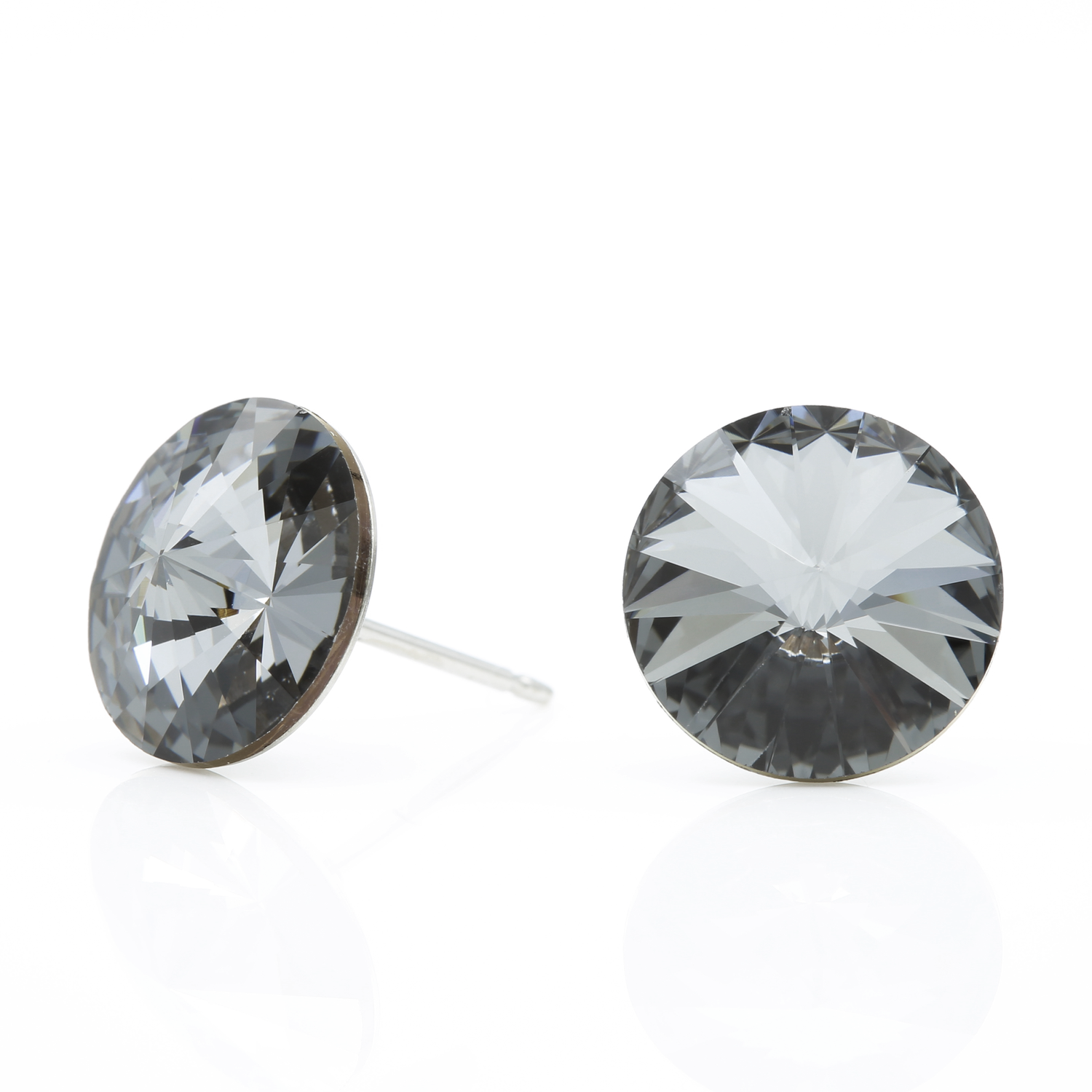 Seona - Crystal Radiance Earrings in a Round-Cut Stainless Steel Design on a White Background