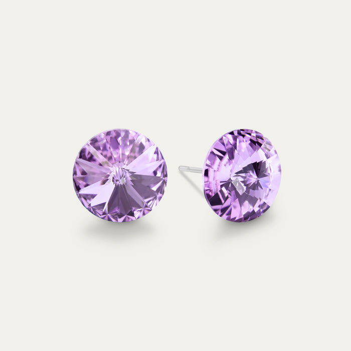 Ella - Violet - 10mm Purple Color Crystal - Hypoallergenic Stainless Steel Stud Earring - Seona