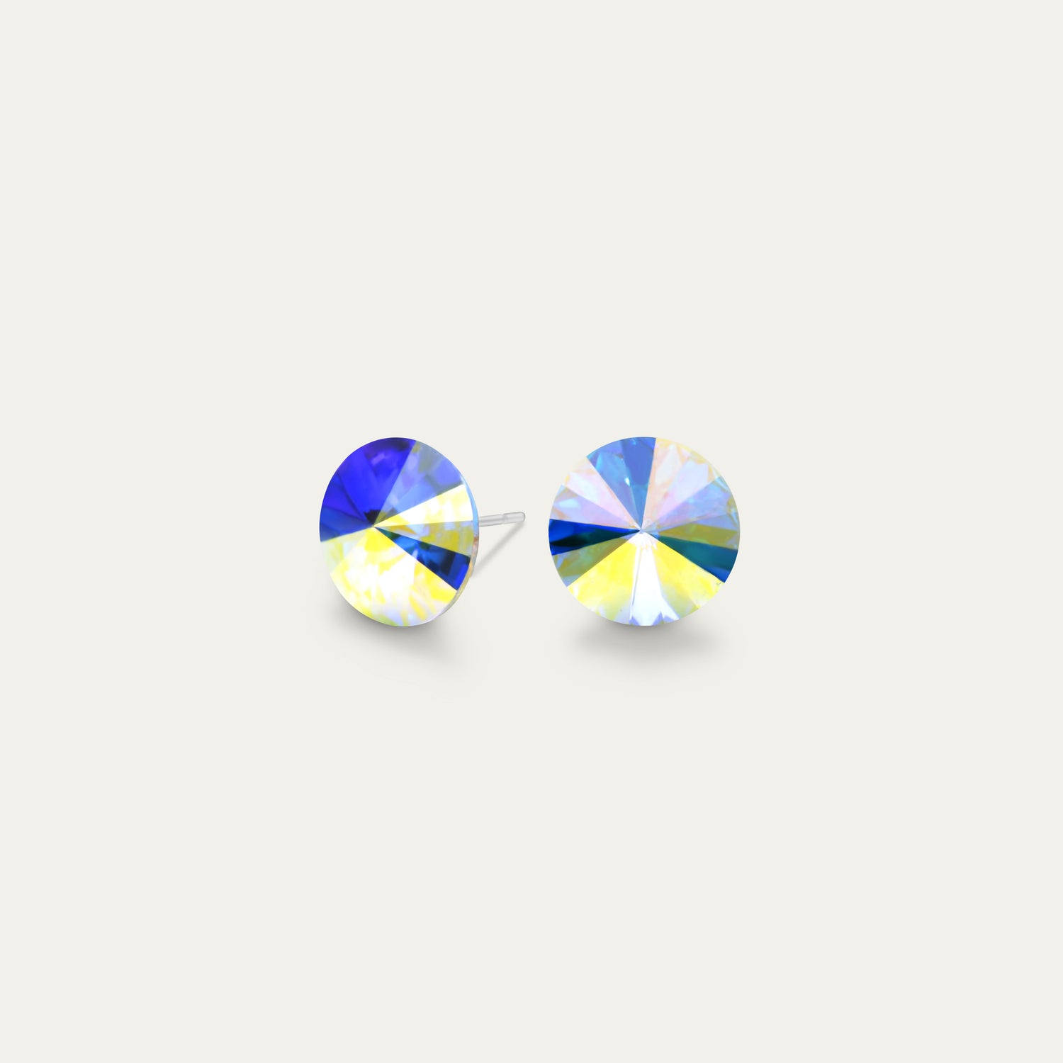Mila - Aurore Boreale - 8mm Iridescent & Rainbow Color Crystal - Hypoallergenic Stainless Steel Stud Earring