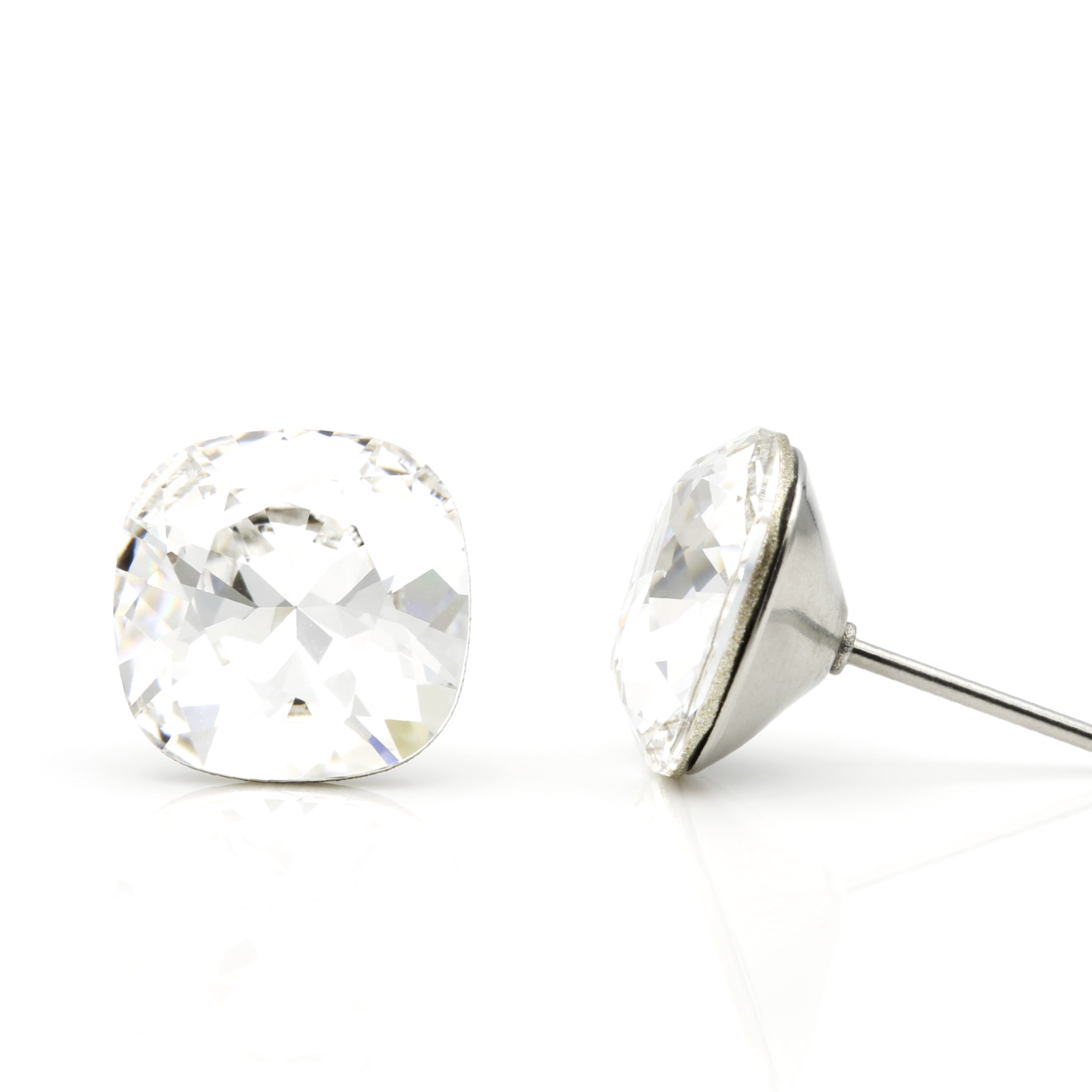 Stunning Sophia - Cushion Crystal Stud Earrings by Seona Glisten Against a Pure White Background