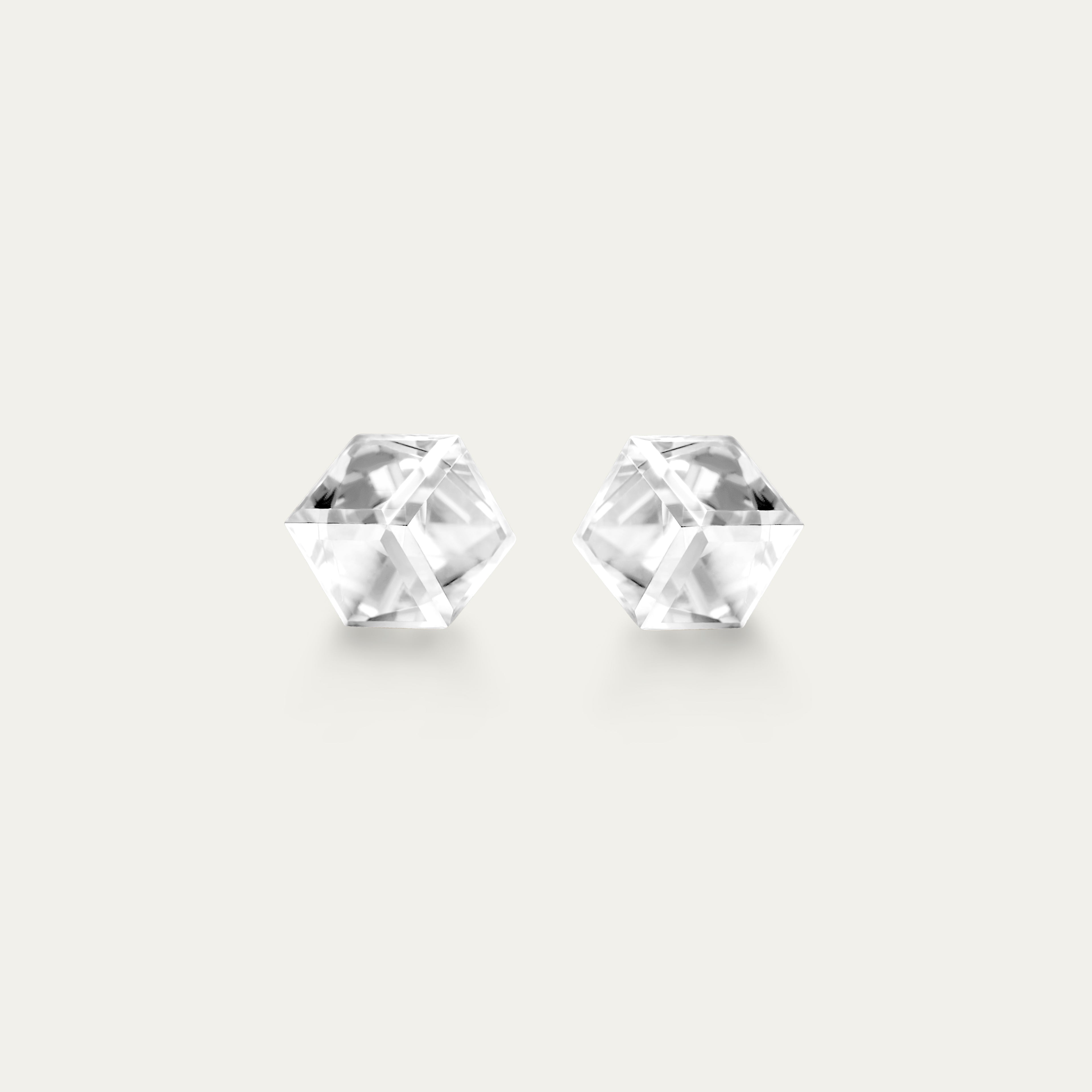 Irene - Crystal - 4mm Clear & White Color Cubic Crystal - Hypoallergenic Stainless Steel Stud Earring