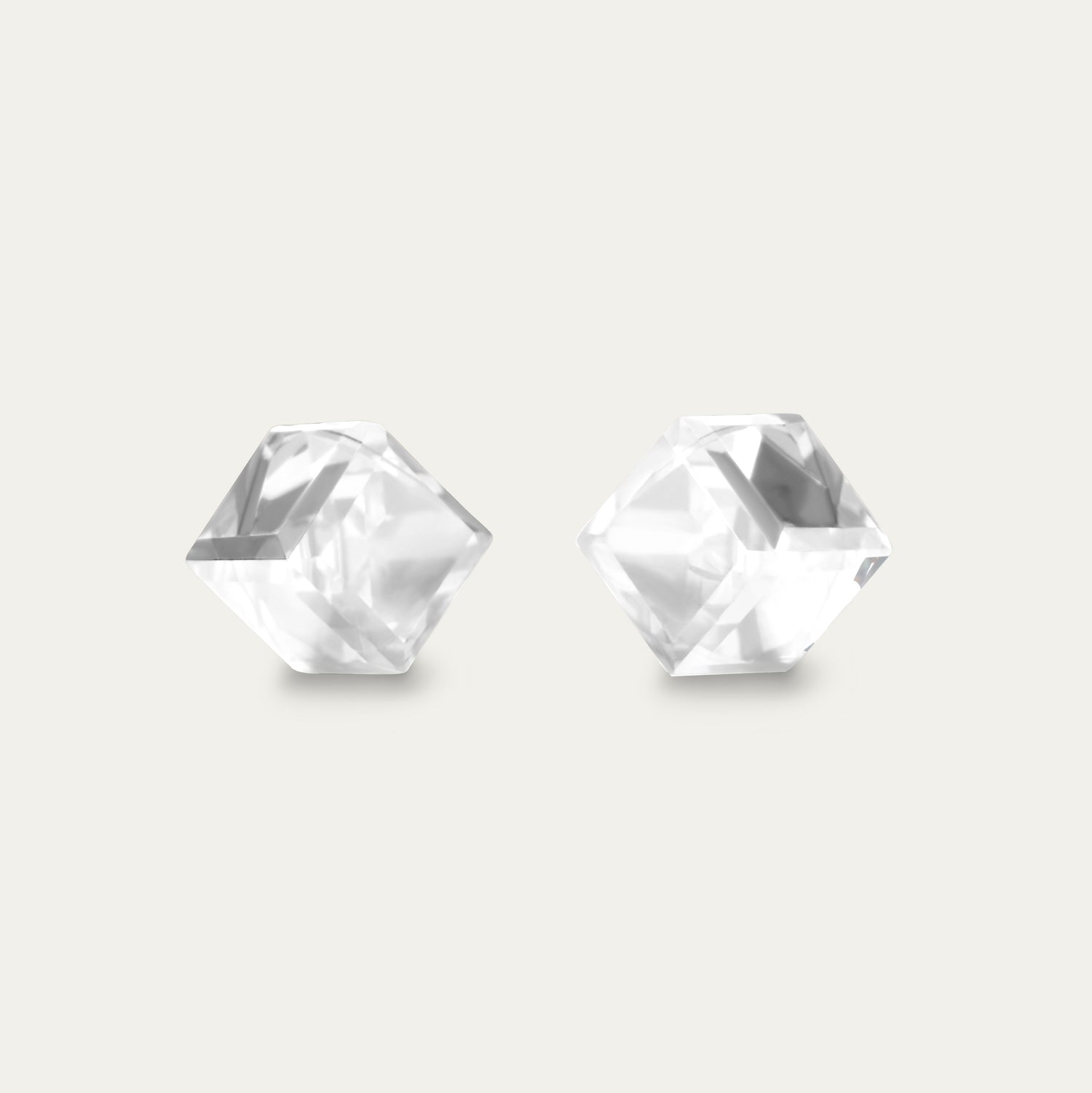 Iris - Crystal - 6mm Clear & White Color Cubic Crystal - Hypoallergenic Stainless Steel Stud Earring