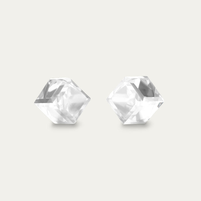 Iris - Crystal - 6mm Clear & White Color Cubic Crystal - Hypoallergenic Stainless Steel Stud Earring - Seona