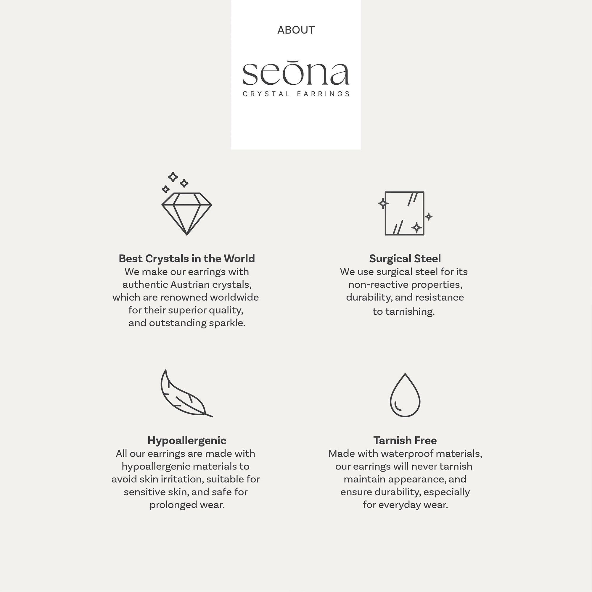 Mila - Smoked Topaz - 8mm Brown Color Crystal - Hypoallergenic Stainless Steel Stud Earring