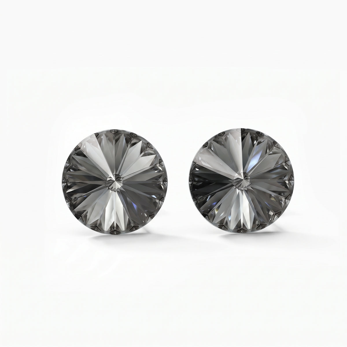 Ella Crystal Stud Earrings - Silver Night