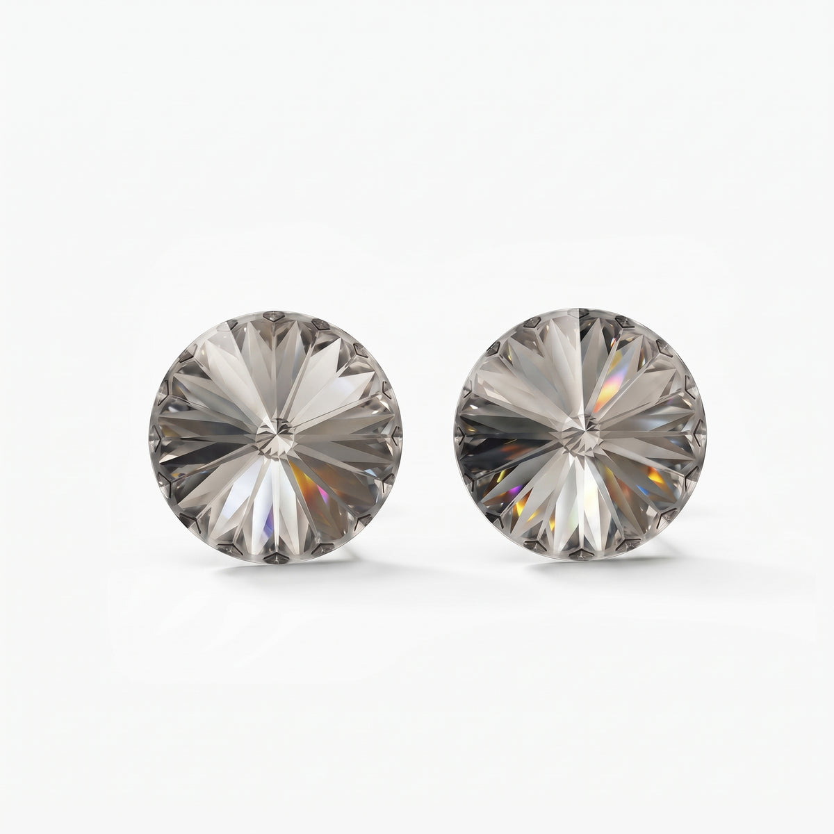 Ella Crystal Stud Earrings - Silver Shade
