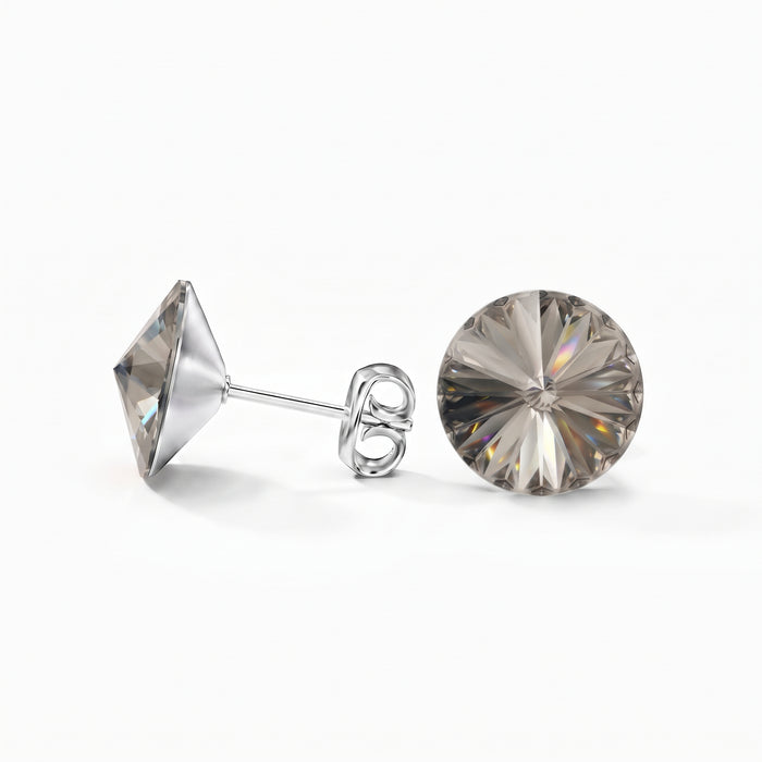 Ella Crystal Stud Earrings - Silver Shade