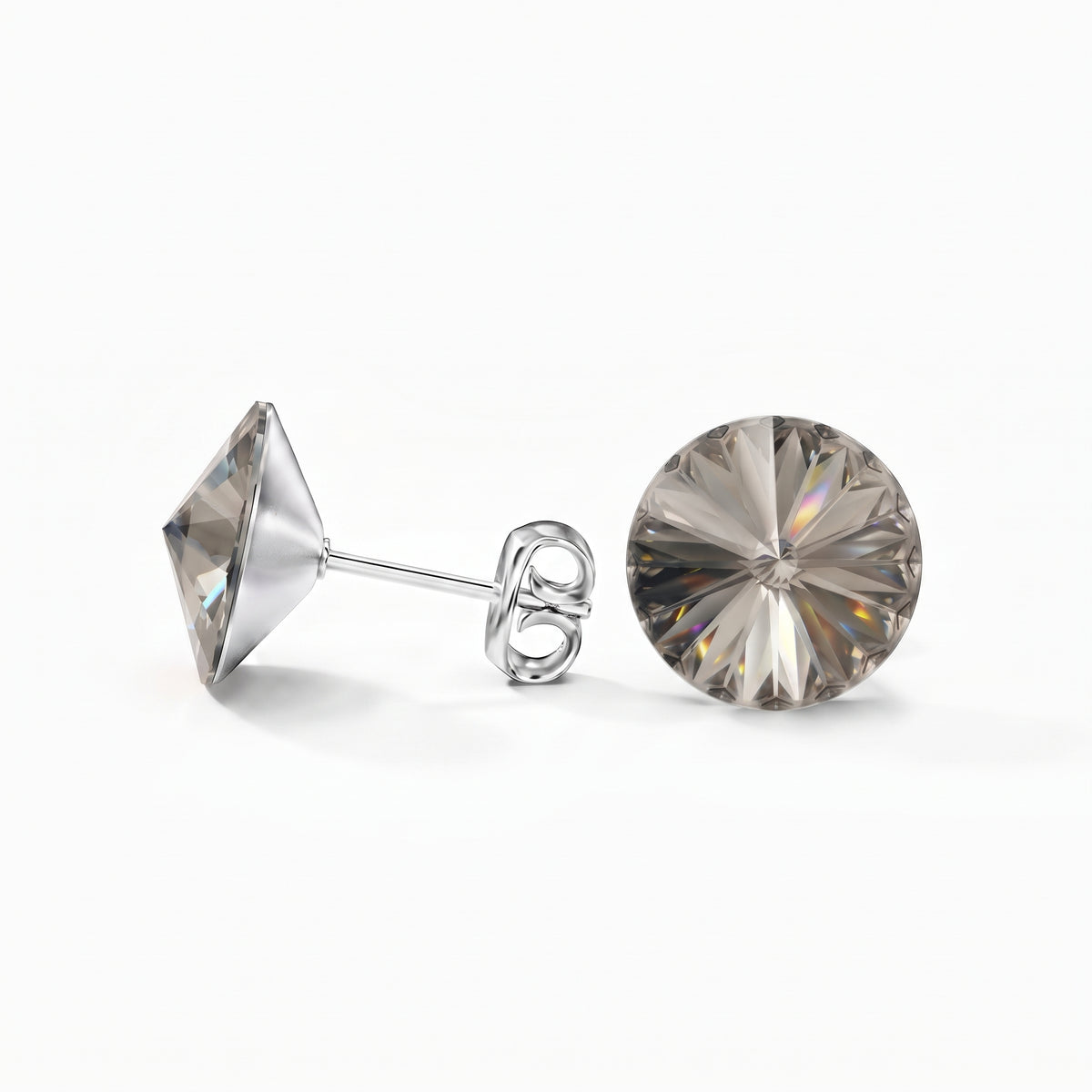 Ella Crystal Stud Earrings - Silver Shade