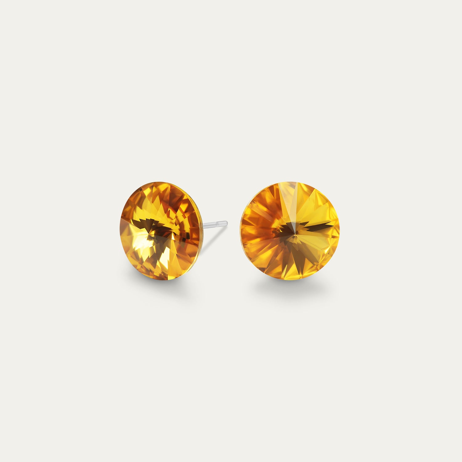 Mila - Sunflower - 8mm Yellow Color Crystal - Hypoallergenic Stainless Steel Stud Earring
