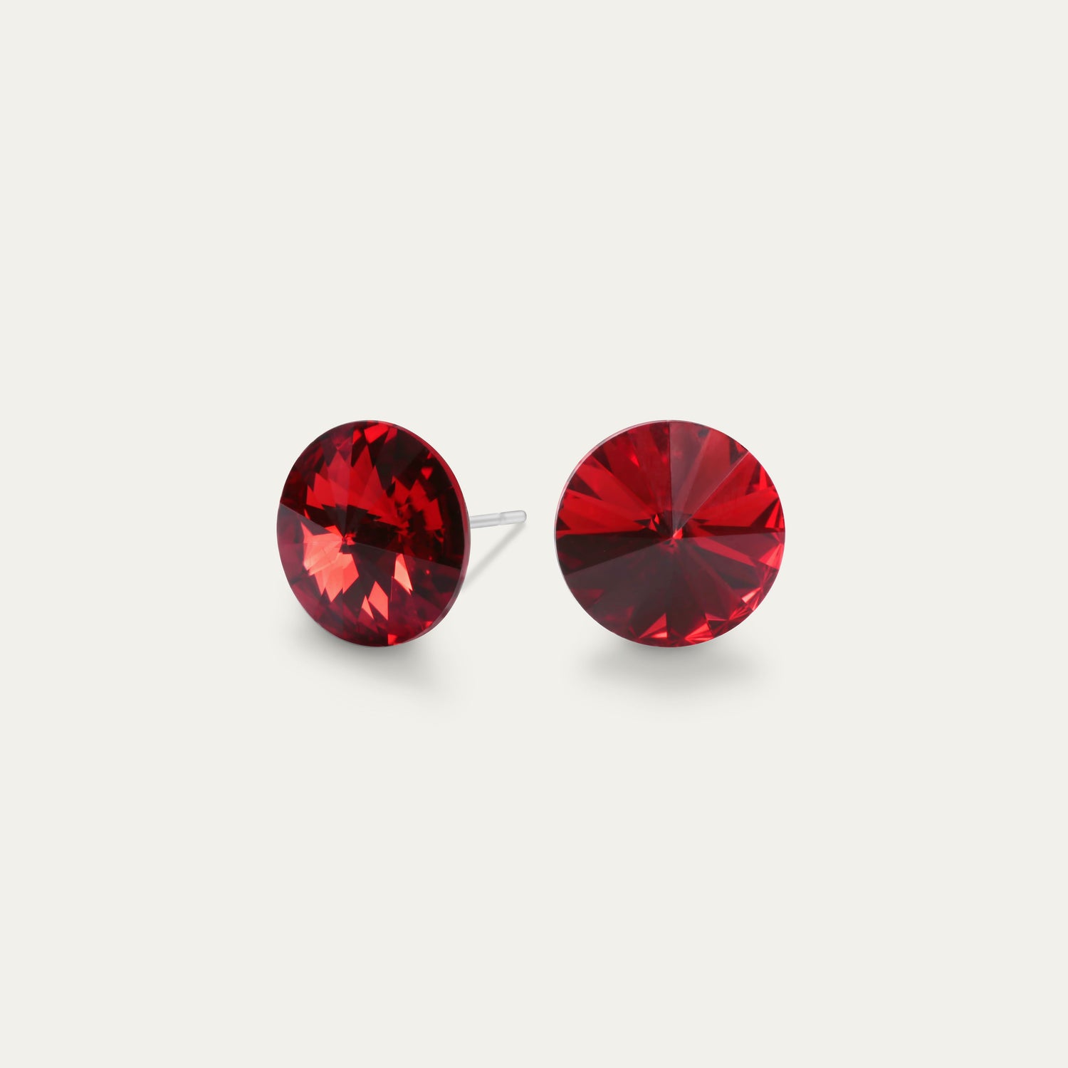 Mila - Scarlet - 8mm Red Color Crystal - Hypoallergenic Stainless Steel Stud Earring