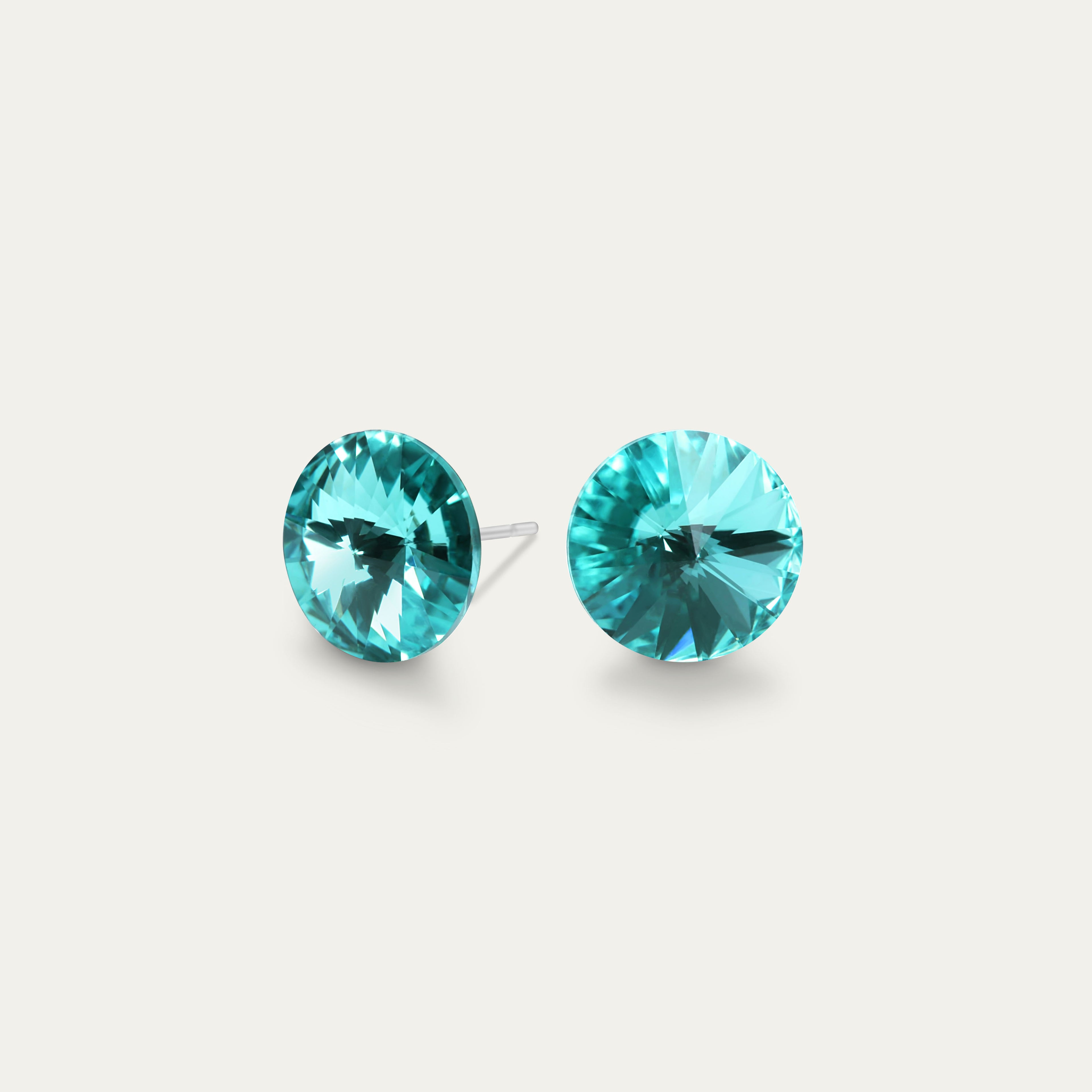 Mila - Light Turquoise - 8mm Blue & Green Color Crystal - Hypoallergenic Stainless Steel Stud Earring