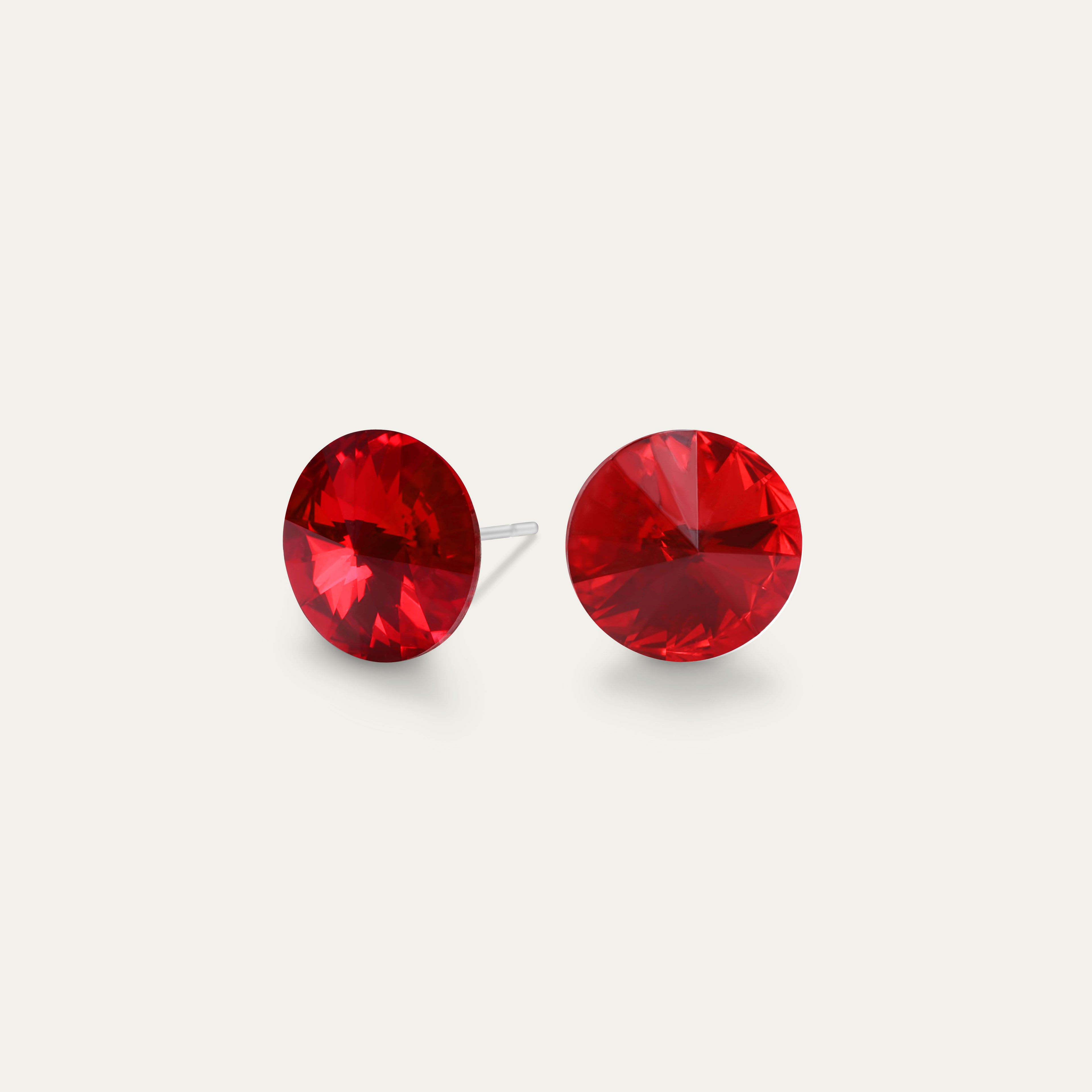 Mila - Light Siam - 8mm Red Color Crystal - Hypoallergenic Stainless Steel Stud Earring