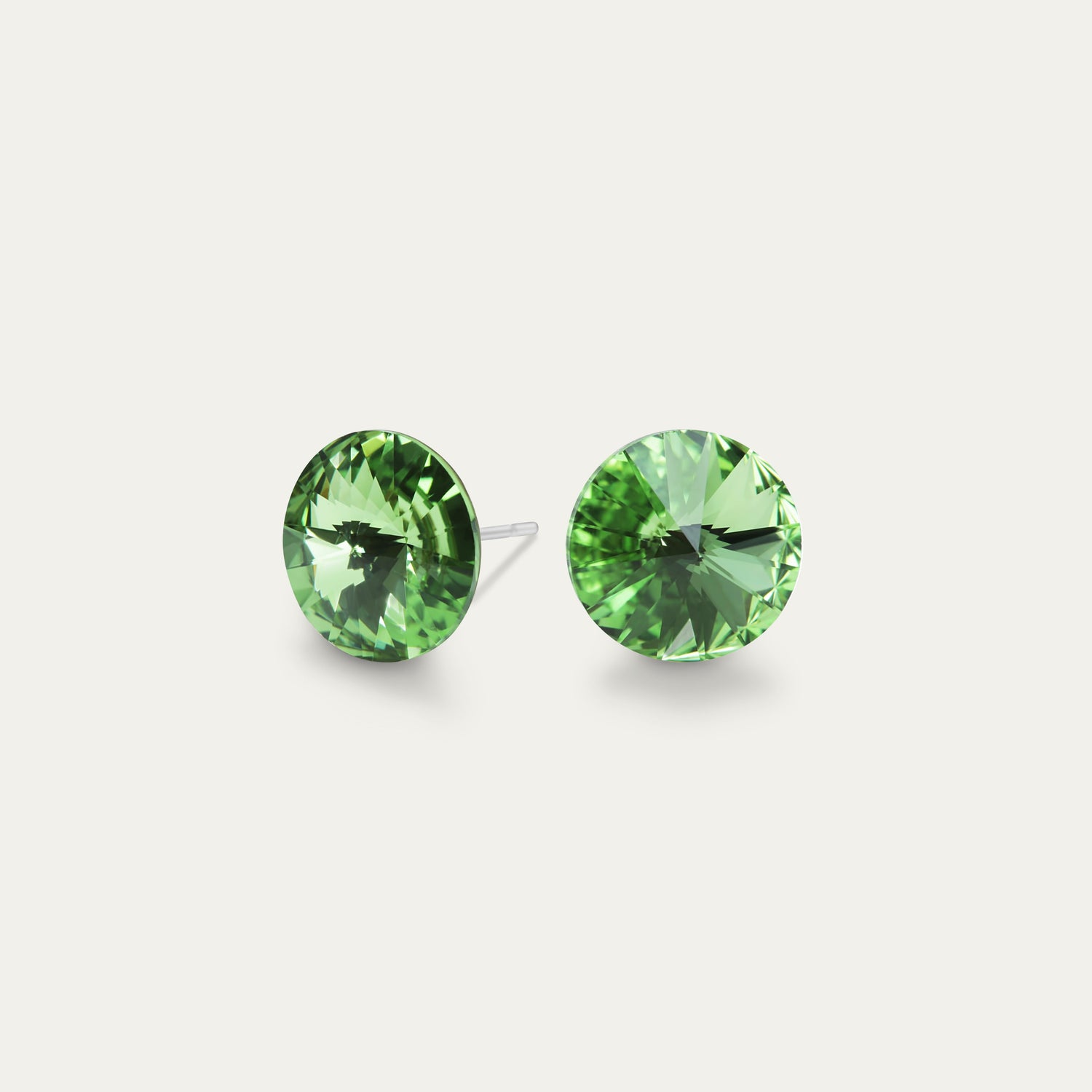 Mila - Peridot - 8mm Green Color Crystal - Hypoallergenic Stainless Steel Stud Earring