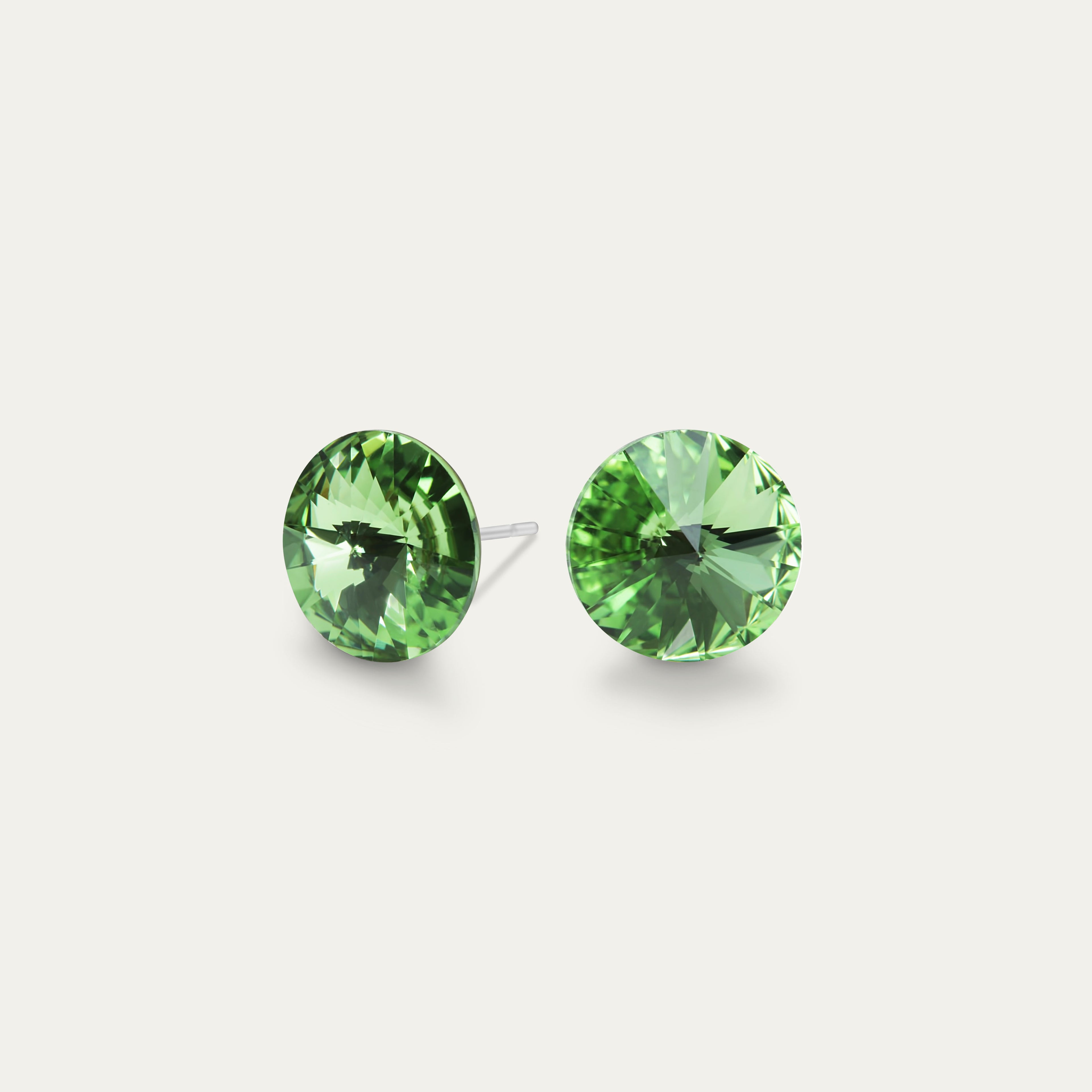 Mila - Peridot - 8mm Green Color Crystal - Hypoallergenic Stainless Steel Stud Earring