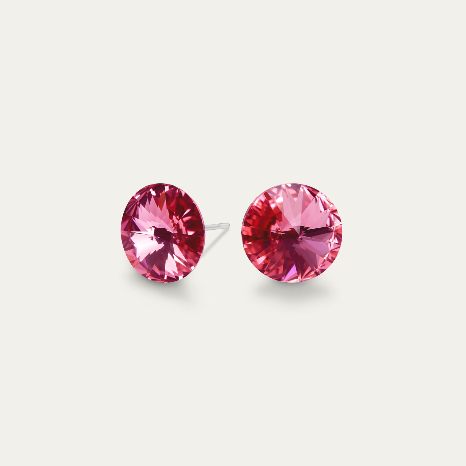 Mila - Rose - 8mm Pink Color Crystal - Hypoallergenic Stainless Steel Stud Earring