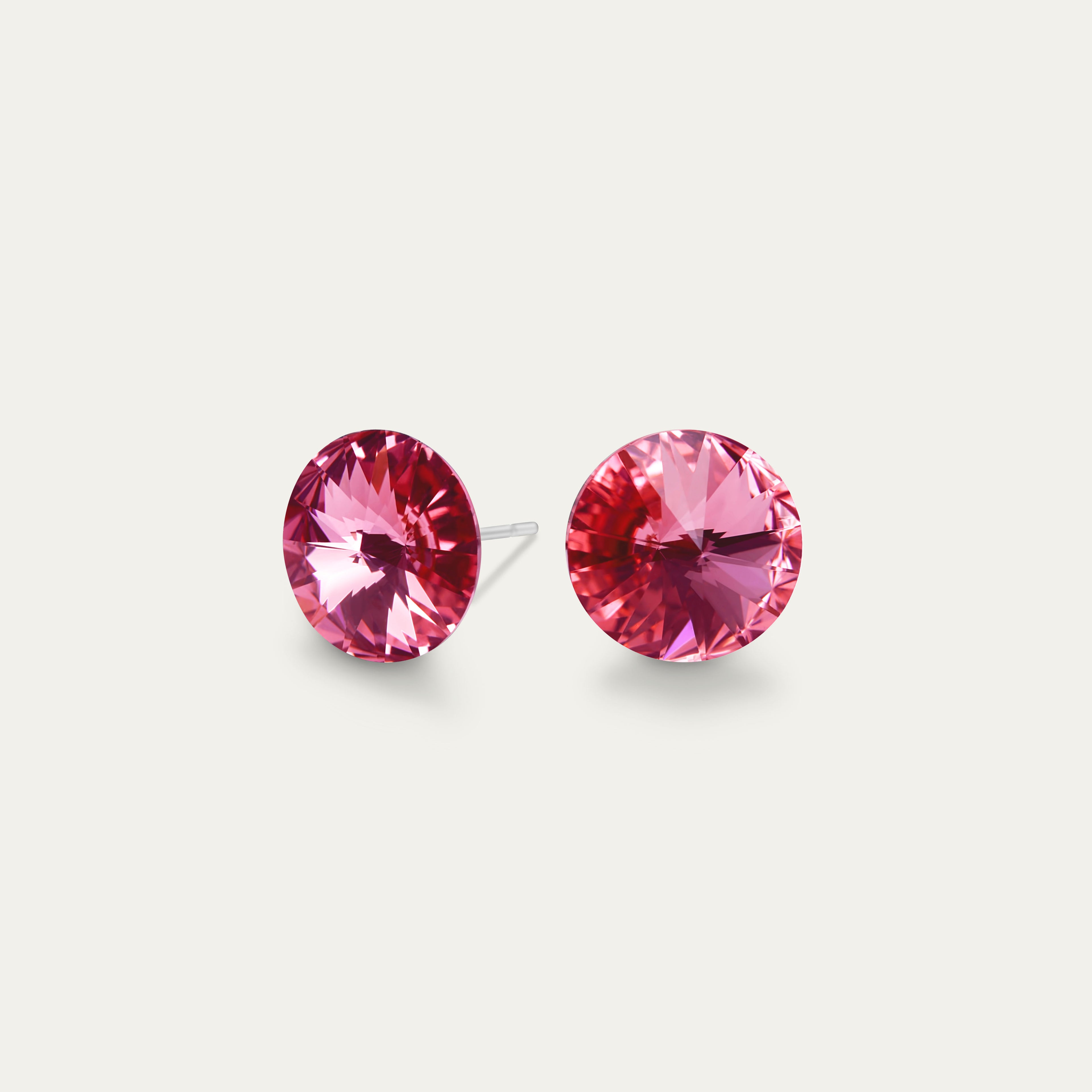 Mila - Rose - 8mm Pink Color Crystal - Hypoallergenic Stainless Steel Stud Earring
