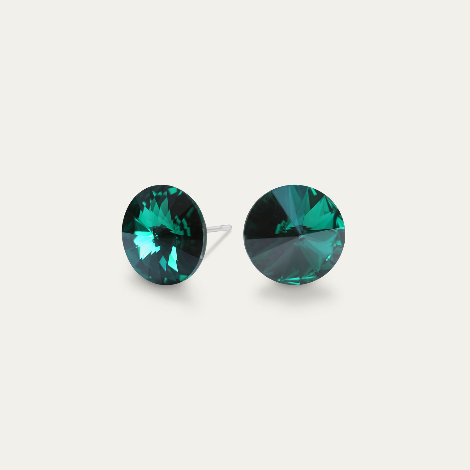 Mila - Emerald - 8mm Green Color Crystal - Hypoallergenic Stainless Steel Stud Earring