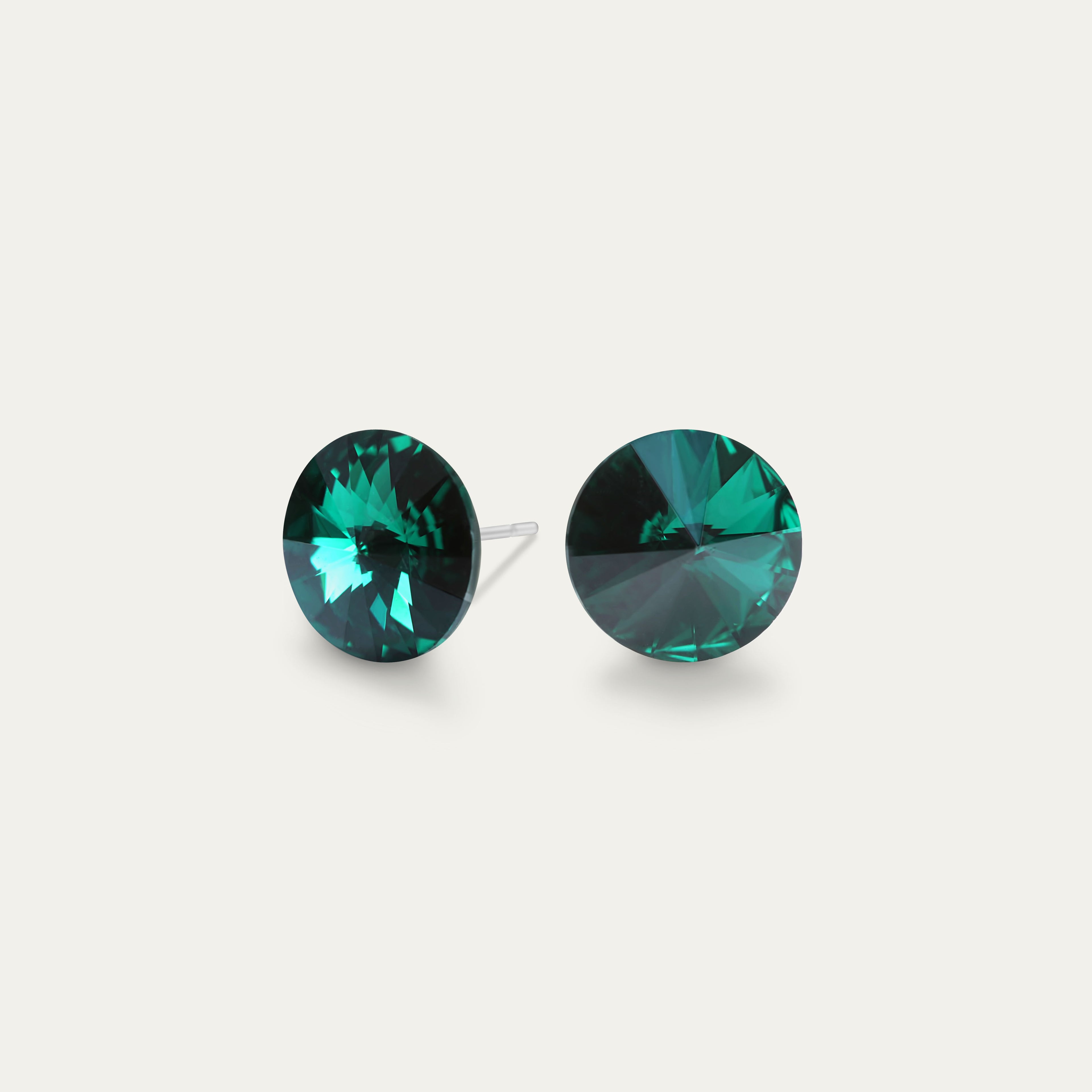 Mila - Emerald - 8mm Green Color Crystal - Hypoallergenic Stainless Steel Stud Earring