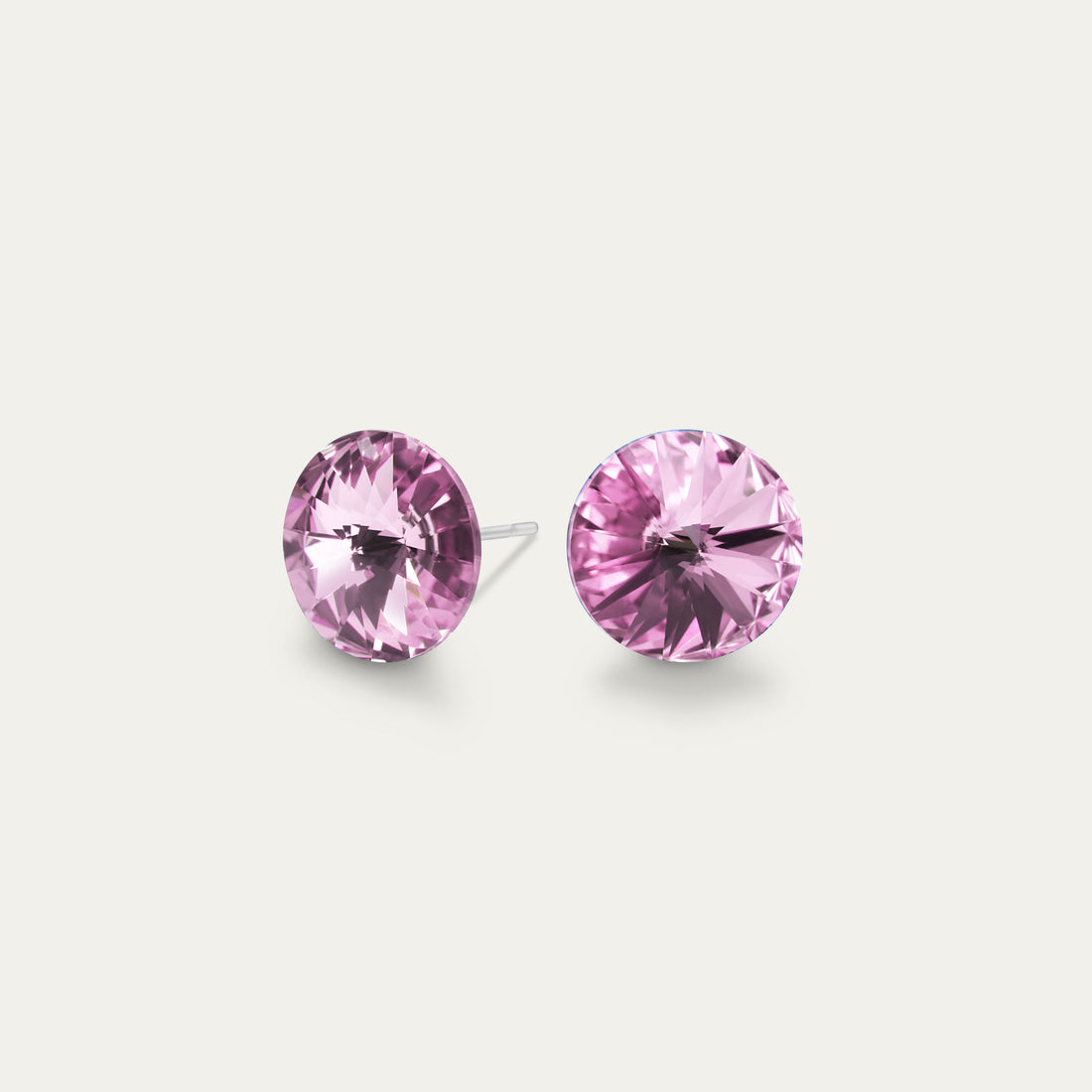 Mila - Light Amethyst - 8mm Purple Color Crystal - Hypoallergenic Stainless Steel Stud Earring