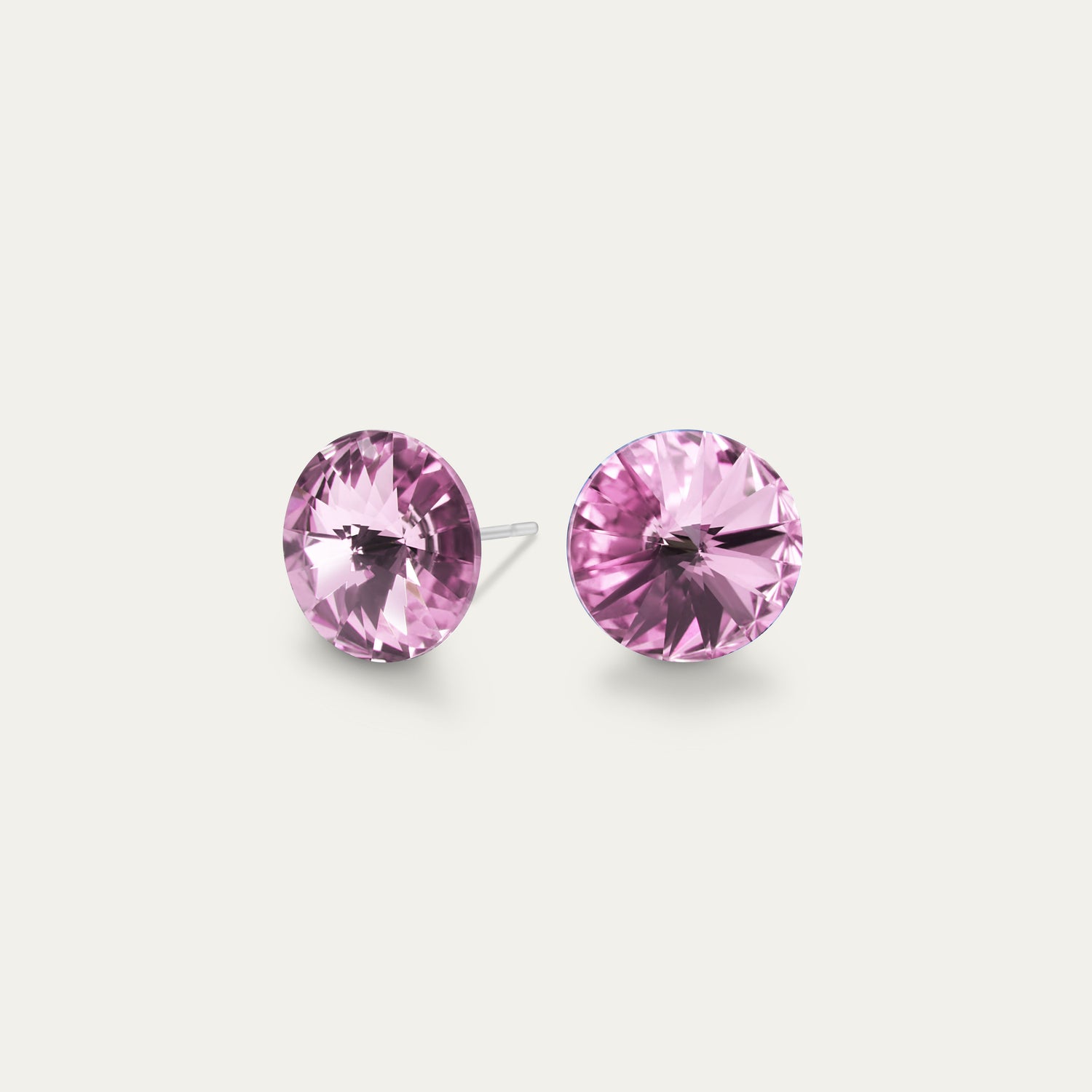 Mila - Light Amethyst - 8mm Purple Color Crystal - Hypoallergenic Stainless Steel Stud Earring