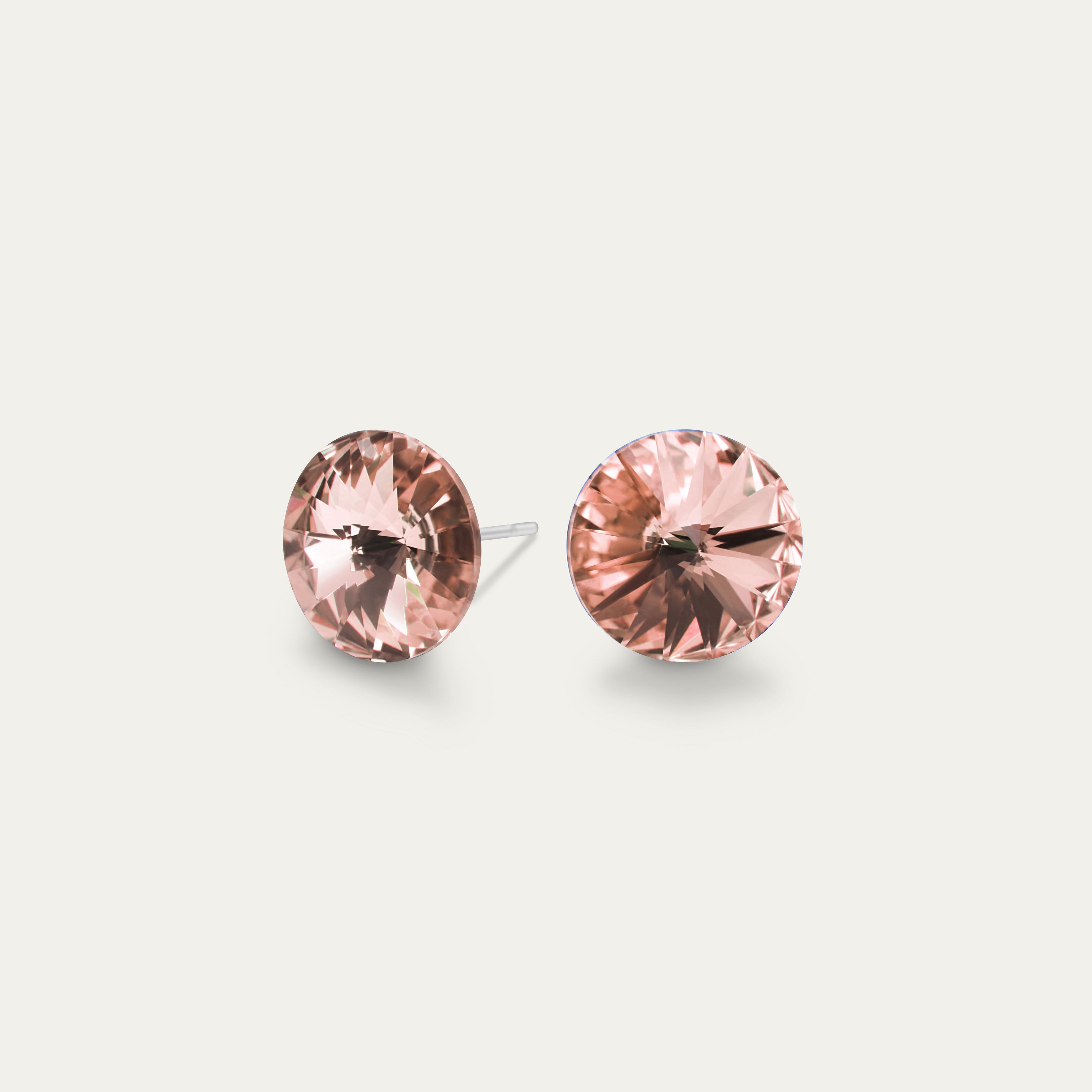 Mila - Vintage Rose - 8mm Pink Color Crystal - Hypoallergenic Stainless Steel Stud Earring