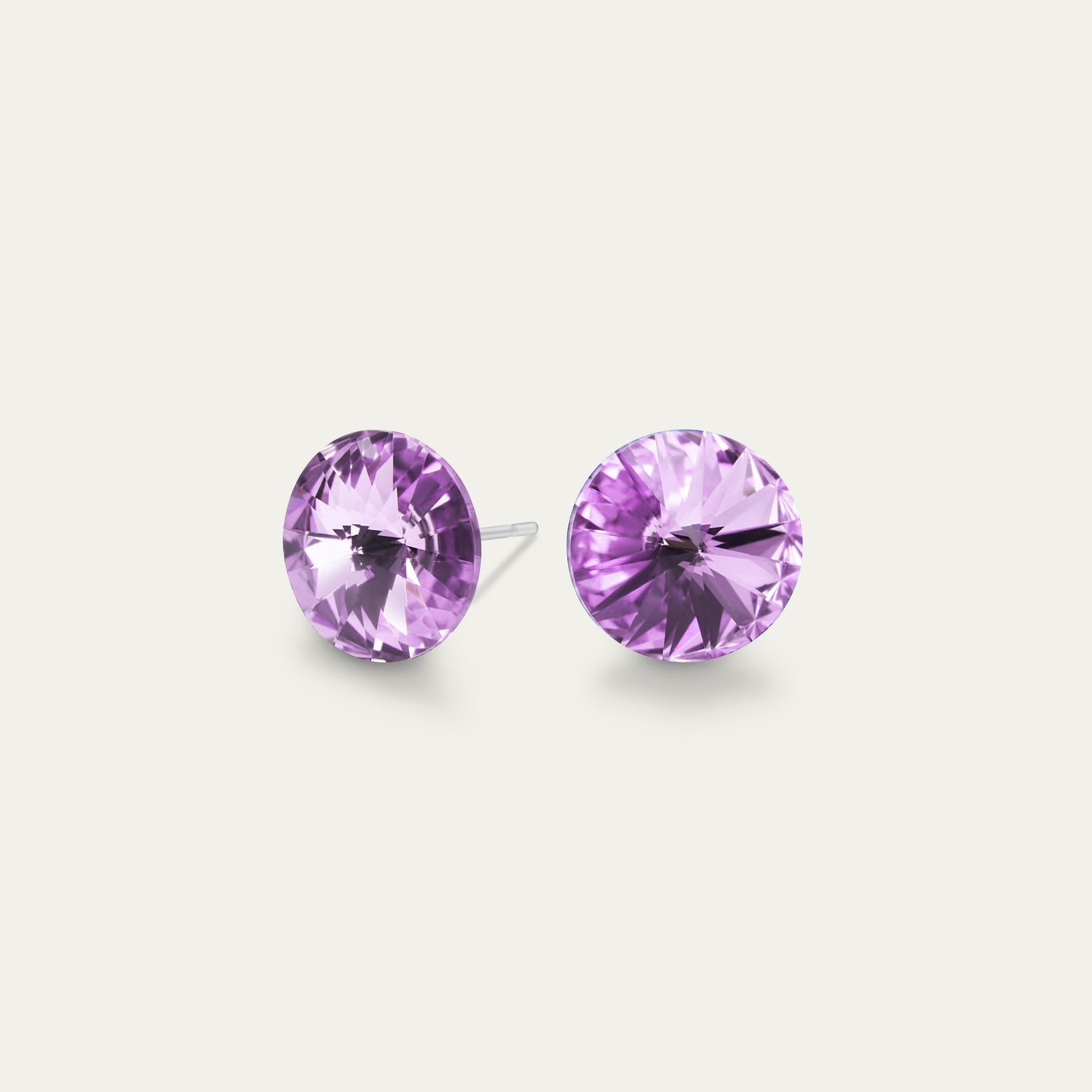 Mila - Violet - 8mm Purple Color Crystal - Hypoallergenic Stainless Steel Stud Earring