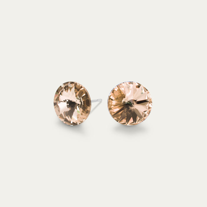 Mila - Champagne - 8mm Bronze & Brown Color Crystal - Hypoallergenic Stainless Steel Stud Earring - Seona