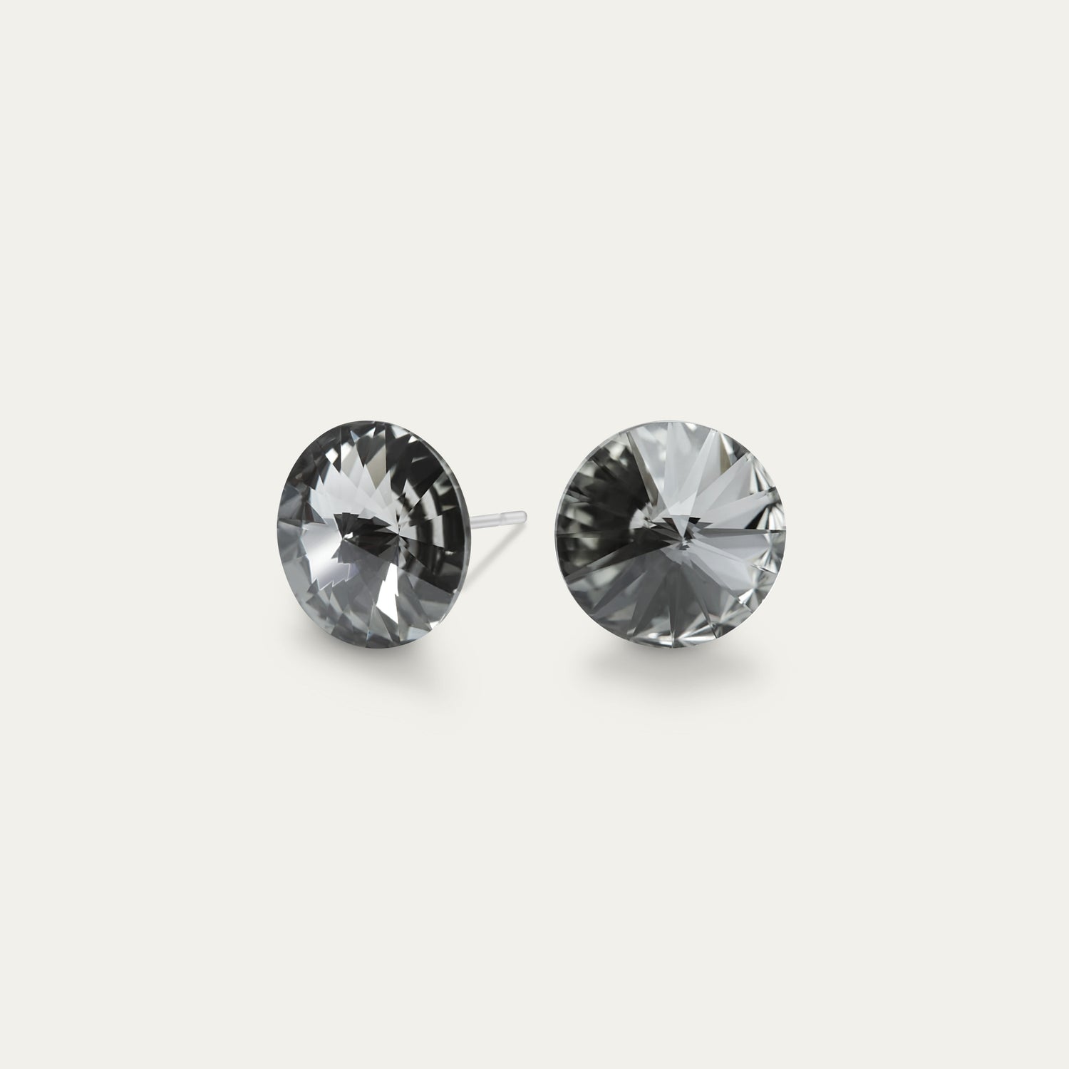 Mila - Silver Night - 8mm Black Crystal - Hypoallergenic Stainless Steel Stud Earring