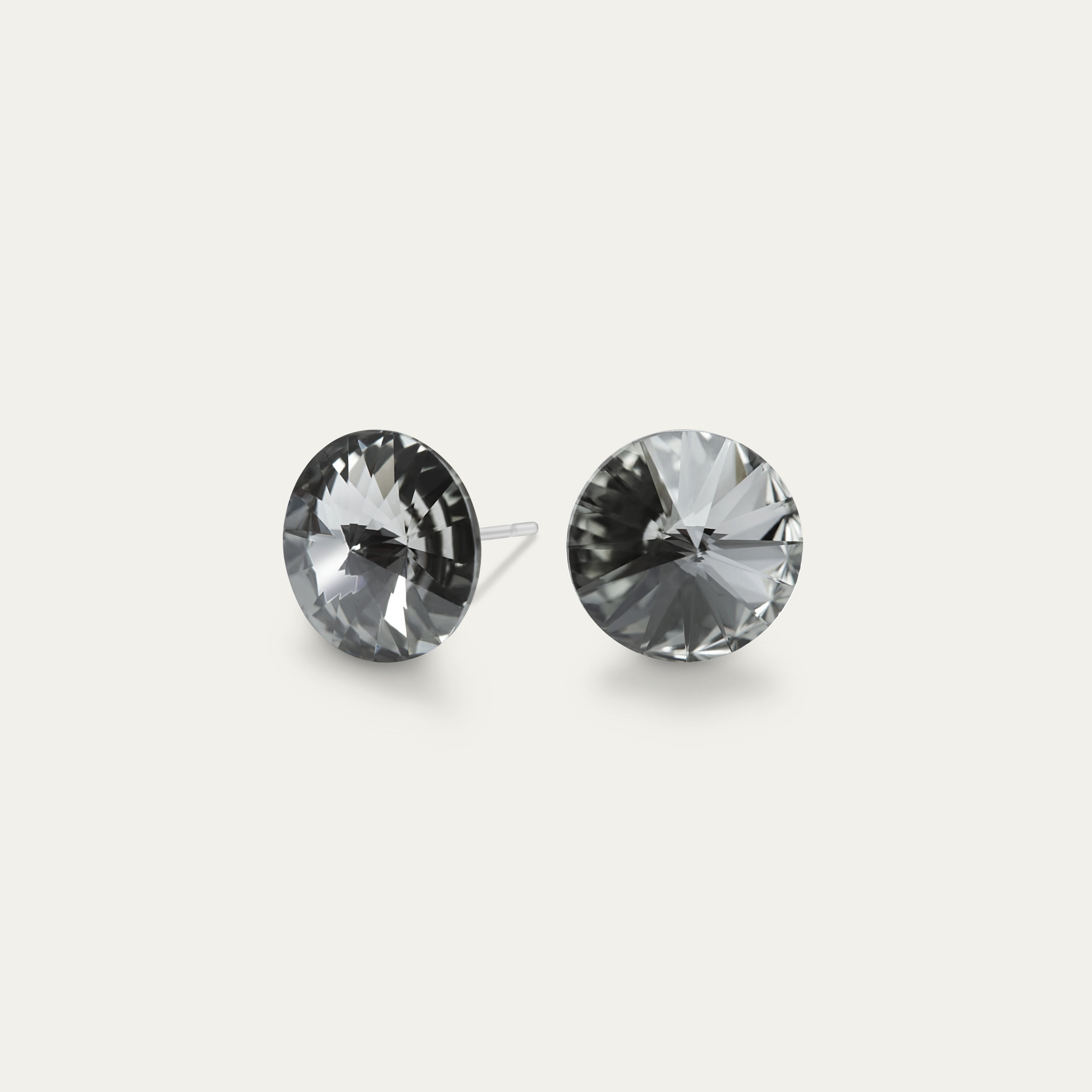 Mila - Silver Night - 8mm Black Crystal - Hypoallergenic Stainless Steel Stud Earring