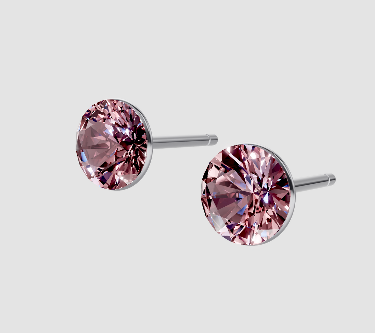 Aurora - Antique Pink - 6mm Pink Color Crystal - Hypoallergenic Stainless Steel Stud Earring - Seona