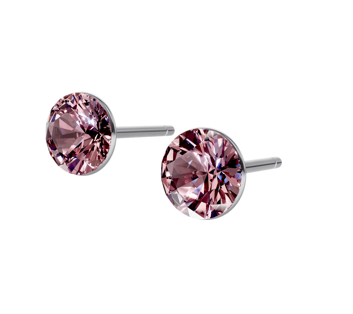 Aurora - Antique Pink - 6mm Pink Color Crystal - Hypoallergenic Stainless Steel Stud Earring - Seona