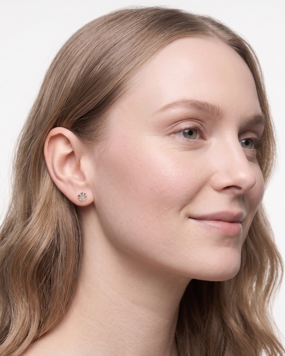 Aurora Crystal Stud Earrings - Champagne - Seona