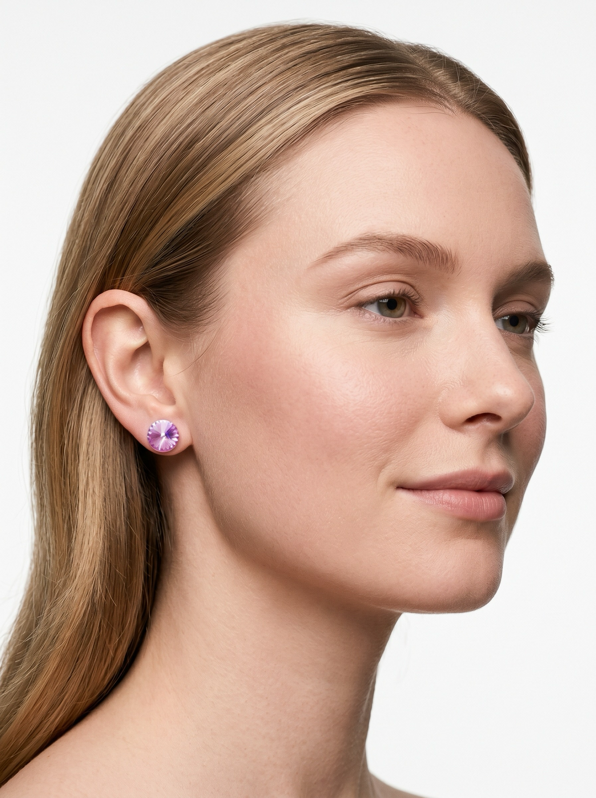 Ella Crystal Stud Earrings - Light Amethyst - Seona
