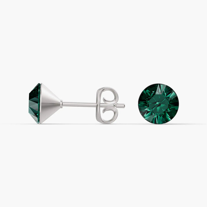 Pendientes de acero inoxidable hipoalergénicos Aurora - Esmeralda - Cristal de color verde de 6 mm