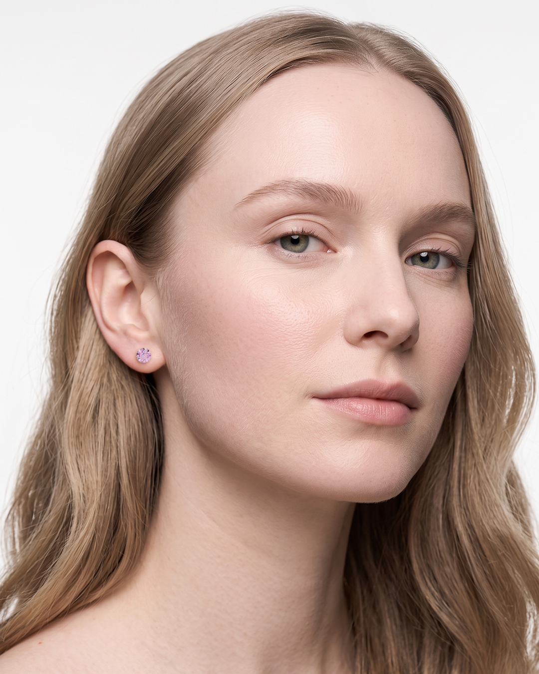 Aurora Crystal Stud Earrings - Light Amethyst - Seona
