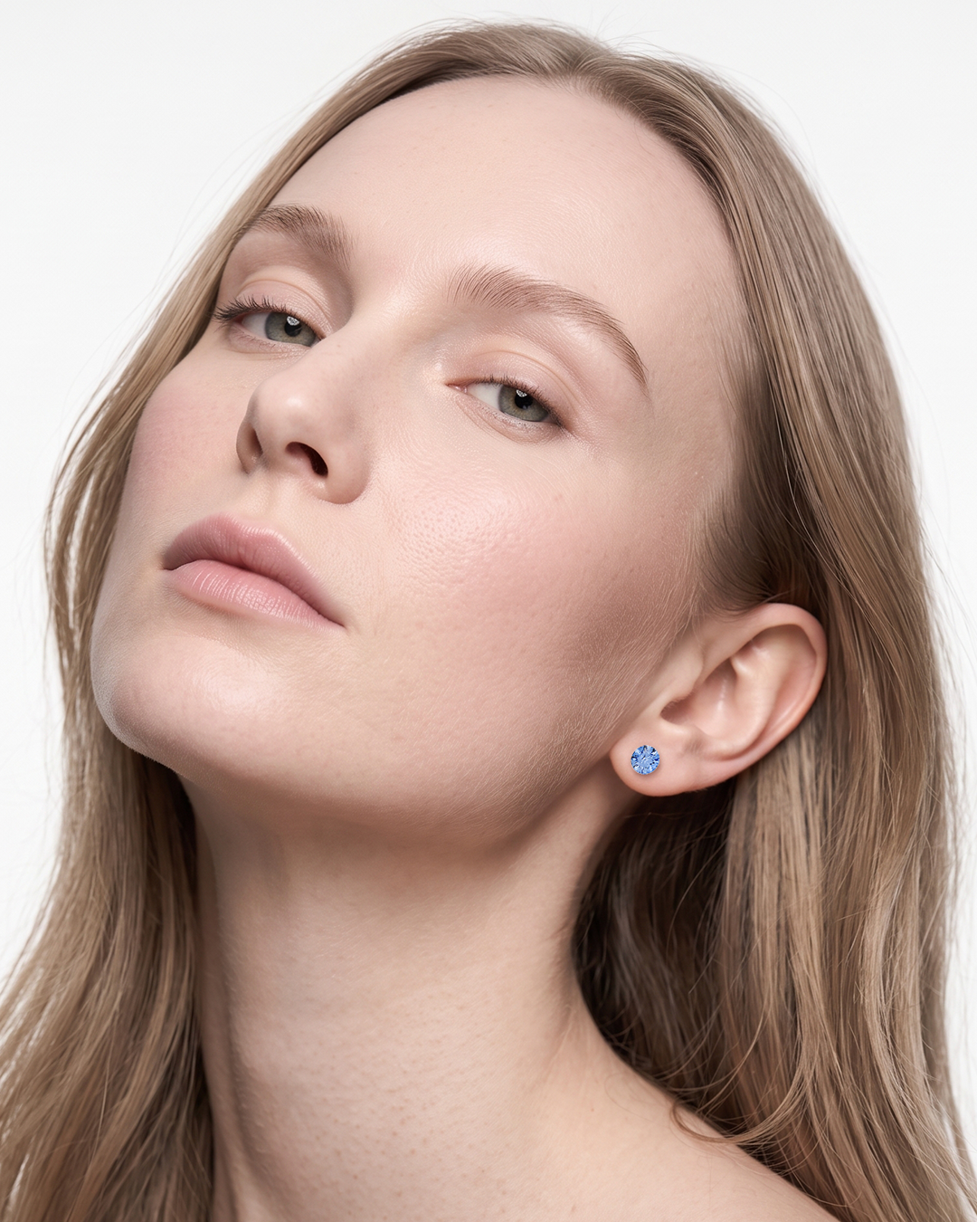 Aurora Crystal Stud Earrings - Light Sapphire - Seona