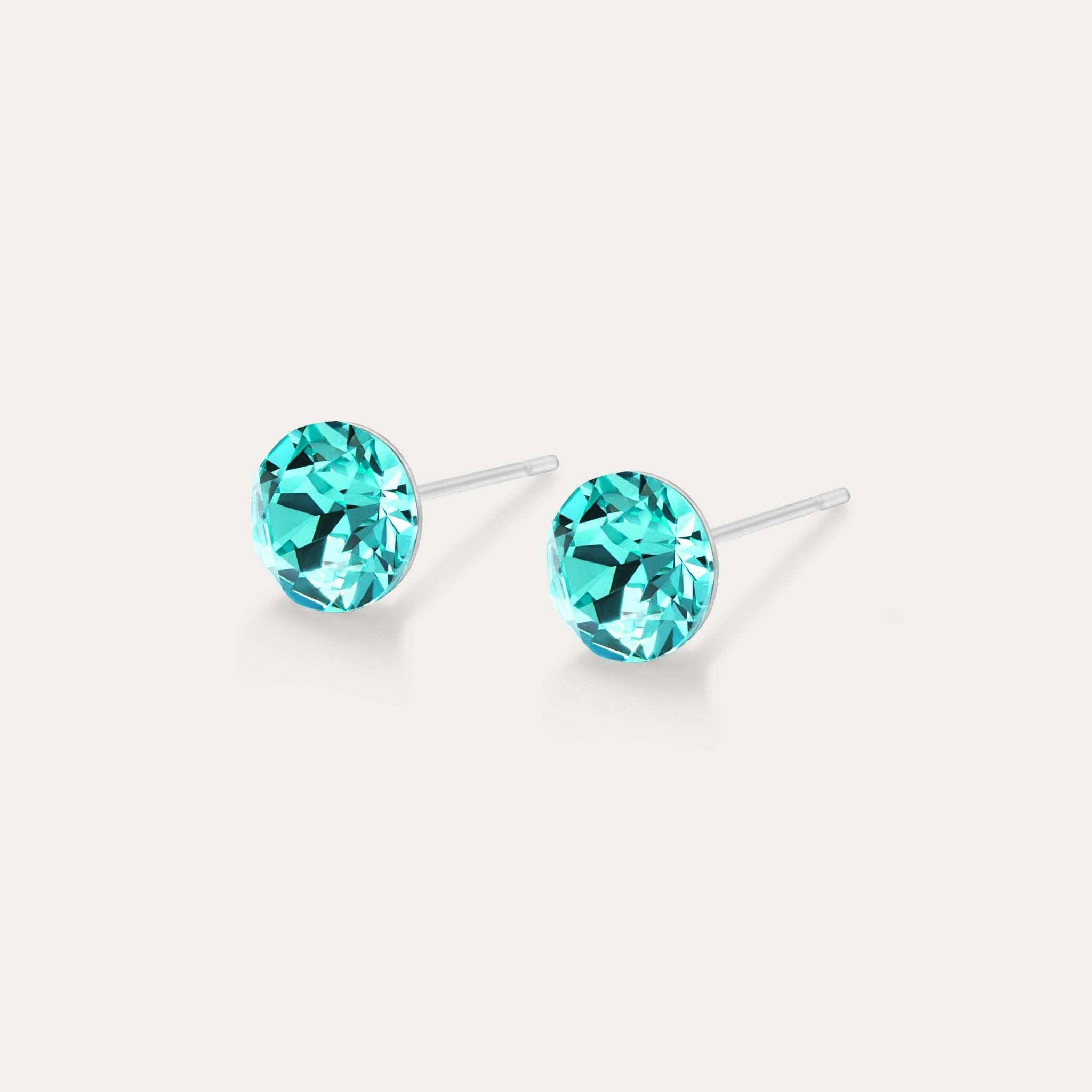 Aurora - Light Turquoise - 6mm Blue & Green Color Crystal - Hypoallergenic Stainless Steel Stud Earring - Earrings - Aurora - Xirius - 6 - 263 - Light - Turquoise - Seona
