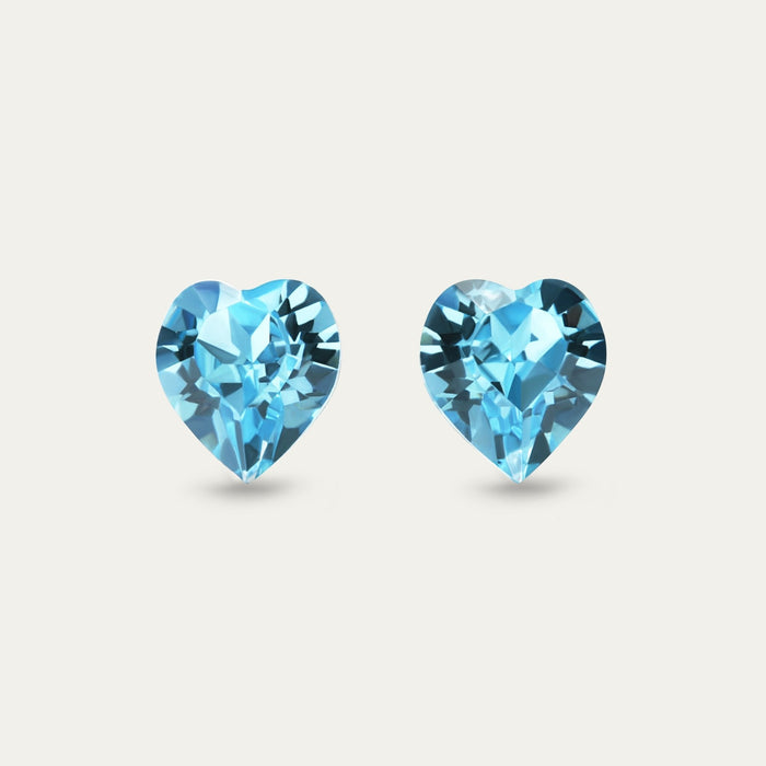 Ciella - Aquamarine - 8mm - Blue - Color - Crystal - Heart - Hypoallergenic - Stainless - Steel - Stud - Earring - 272148