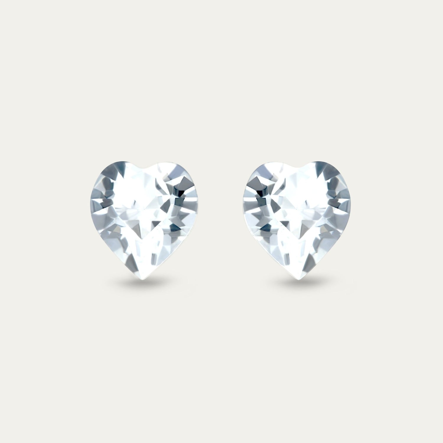 Ciella - Crystal - 8mm Clear & White Color Crystal Heart - Hypoallergenic Stainless Steel Stud Earring - Earrings - Ciella - heart - 001 - crystal - 8mm - Seona