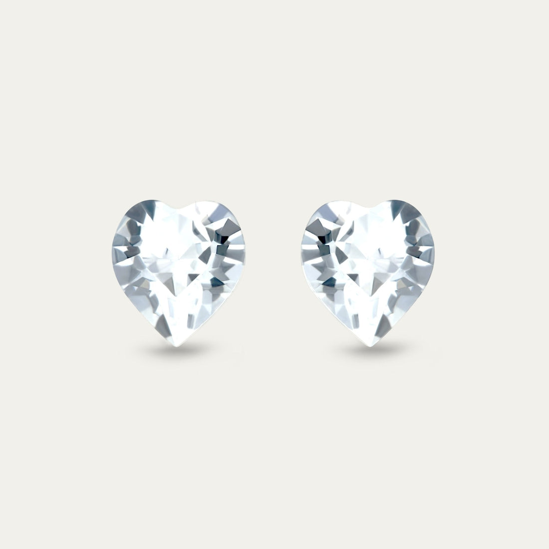 Ciella - Crystal - 8mm - Clear - White - Color - Crystal - Heart - Hypoallergenic - Stainless - Steel - Stud - Earring - 182219