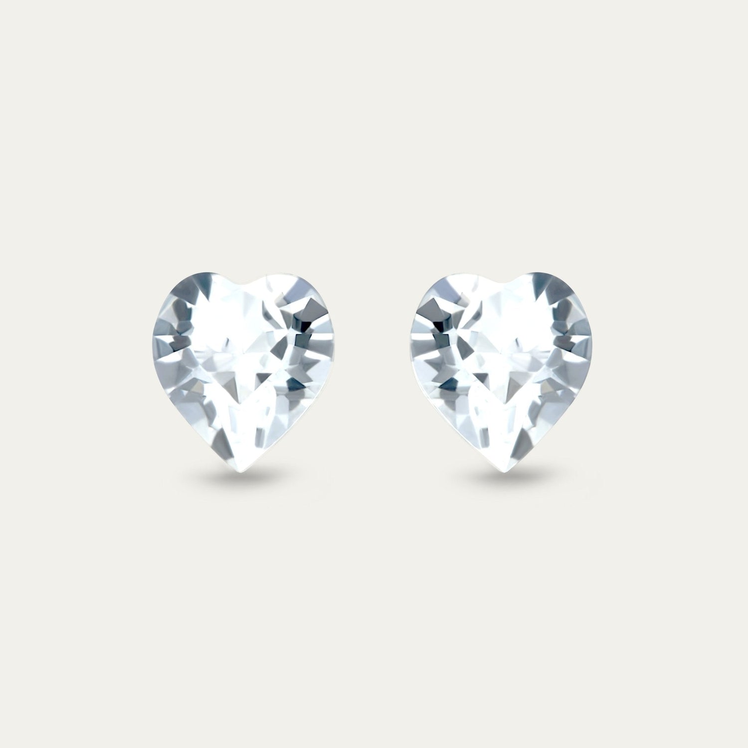 Ciella - Crystal - 8mm - Clear - White - Color - Crystal - Heart - Hypoallergenic - Stainless - Steel - Stud - Earring - 182219