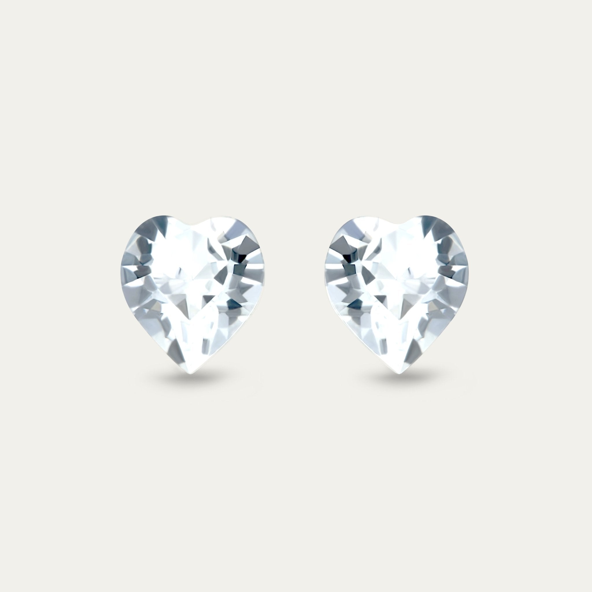 Ciella - Crystal - 8mm - Clear - White - Color - Crystal - Heart - Hypoallergenic - Stainless - Steel - Stud - Earring - 182219