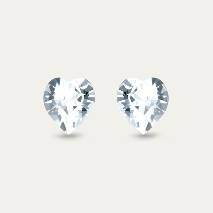 Ciella - Crystal - 8mm - Clear - White - Color - Crystal - Heart - Hypoallergenic - Stainless - Steel - Stud - Earring - 182219