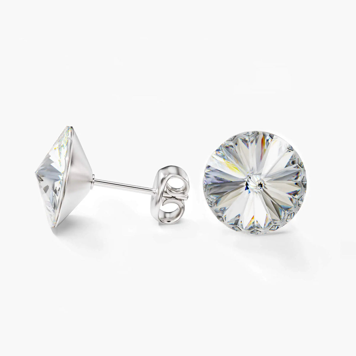 Ella Crystal Stud Earrings - Clear - Seona